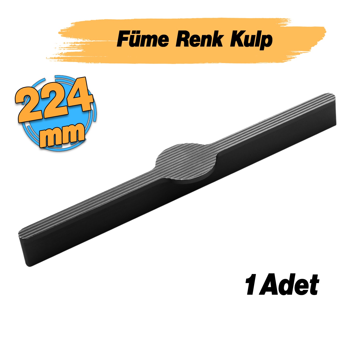 Saral Çizgili Füme Renk Metal Kulp 224 mm 22.4 cm Mobilya Çekmece Mutfak Dolabı Dolap Kapak Kulplar
