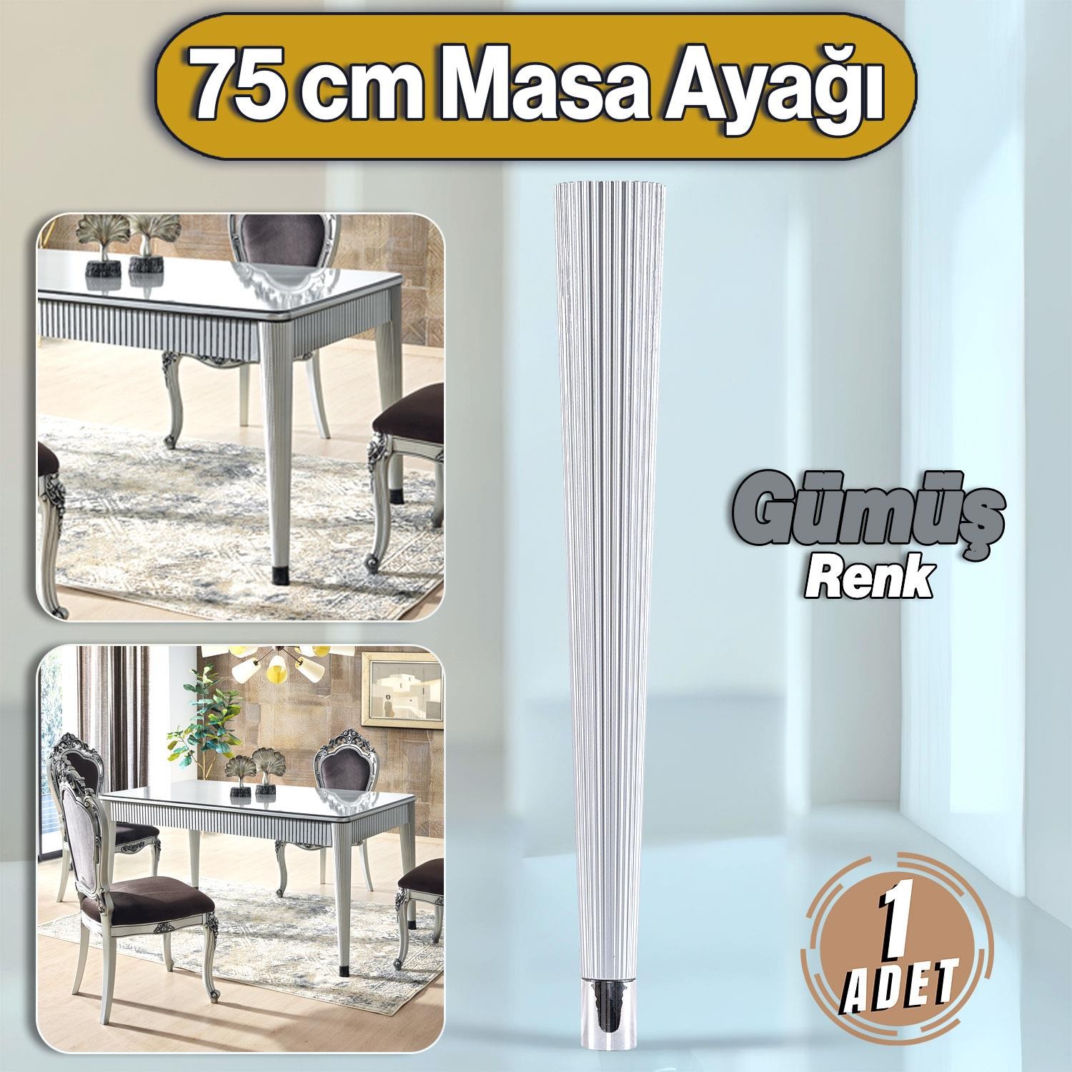 Suit Masa Dresuar Ayağı 75 cm Plastik Gümüş Ayak Mutfak Yemek Masası Mobilya Ayakları