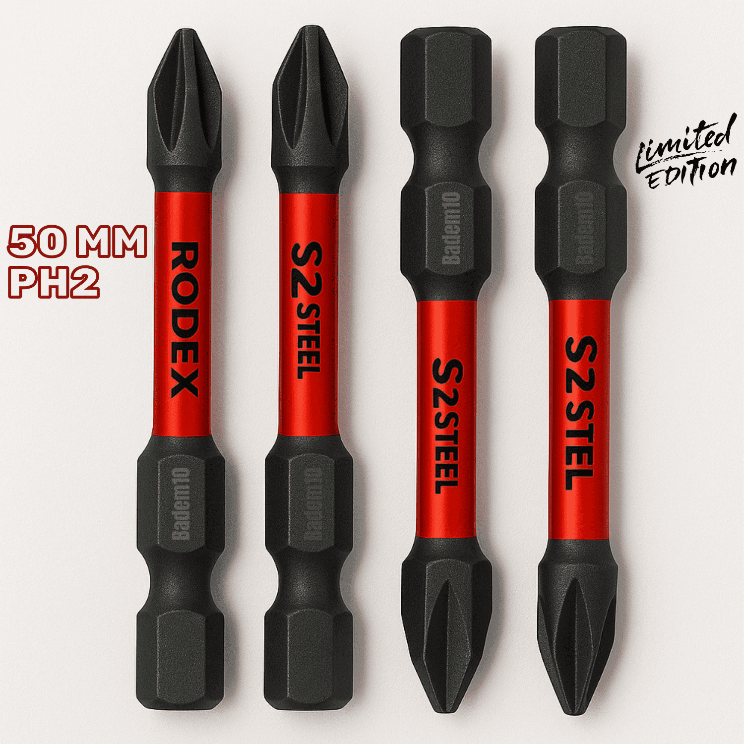 Rodex 4 Adet Mıknatıslı Bits Uç Ph2 50 mm Vida Sökme 5 Cm Yıldız Matkap Vidalama Ucu S2 Çeliği