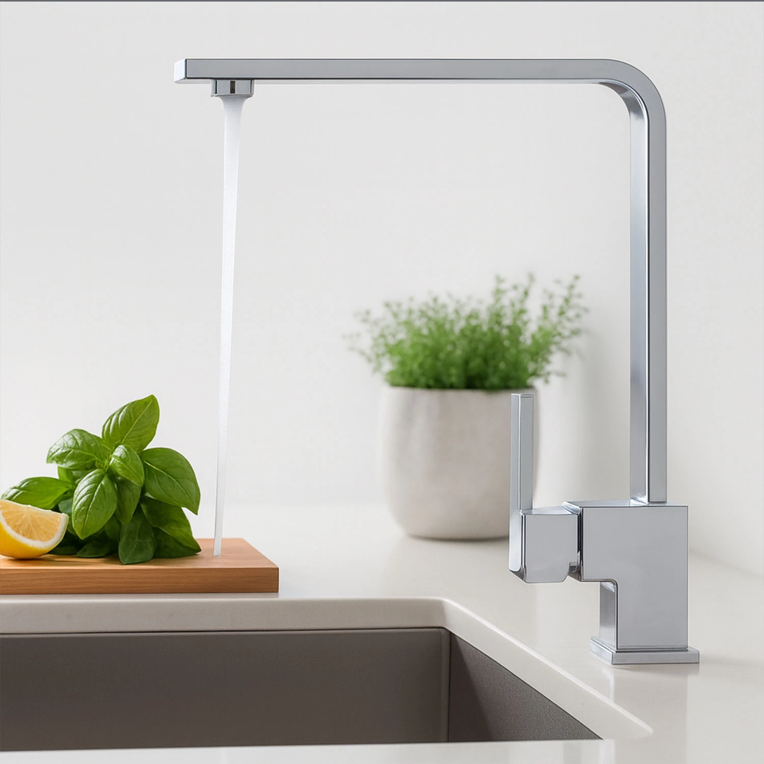 Mutfak Evye Bataryası Krom 360 Derece Döner Başlıklı Dayanıklı Su Tasarruflu Lavabo Musluğu