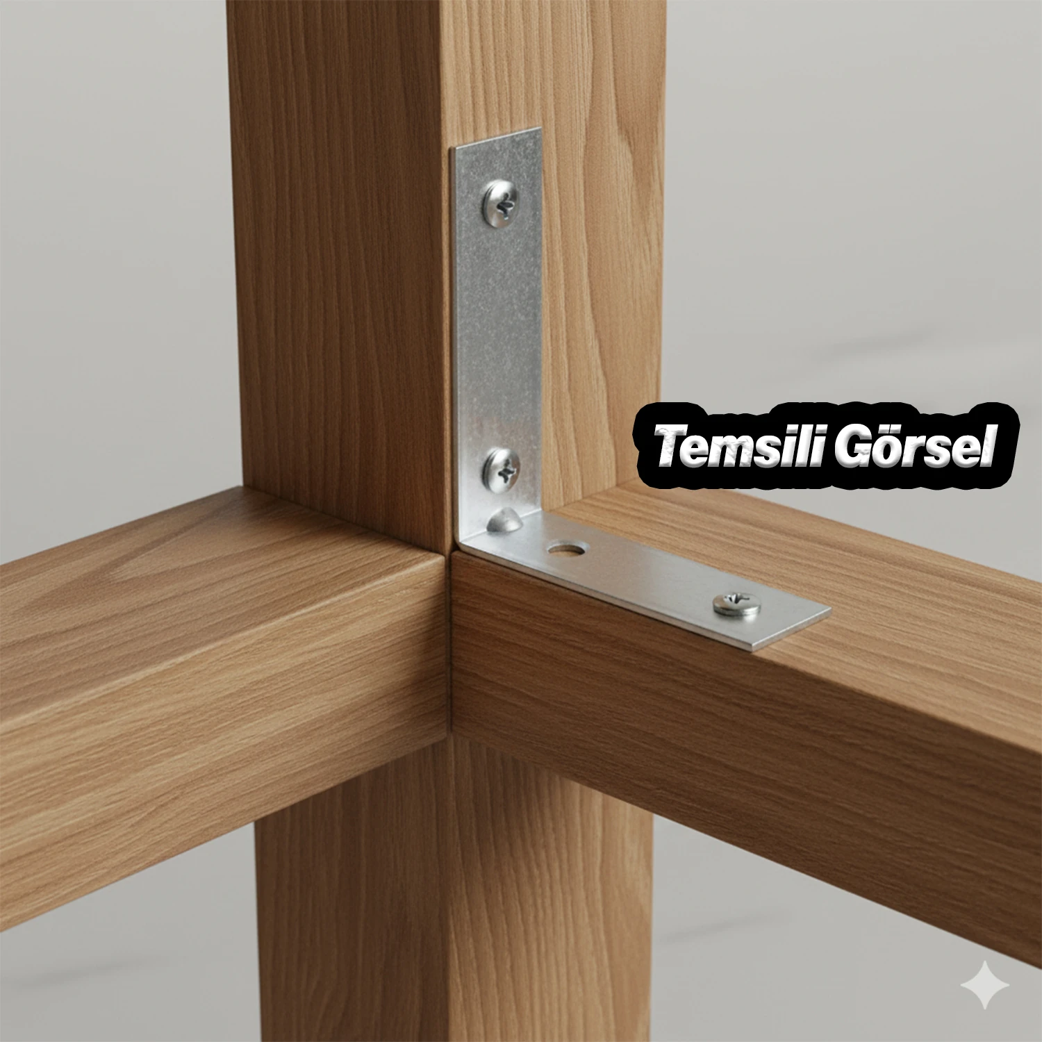 (50 ADET) Metal Köşebent 50x50x15 mm İnce L Demiri Gönye Mobilya Duvar Sabitleme Bağlantı Aparatı