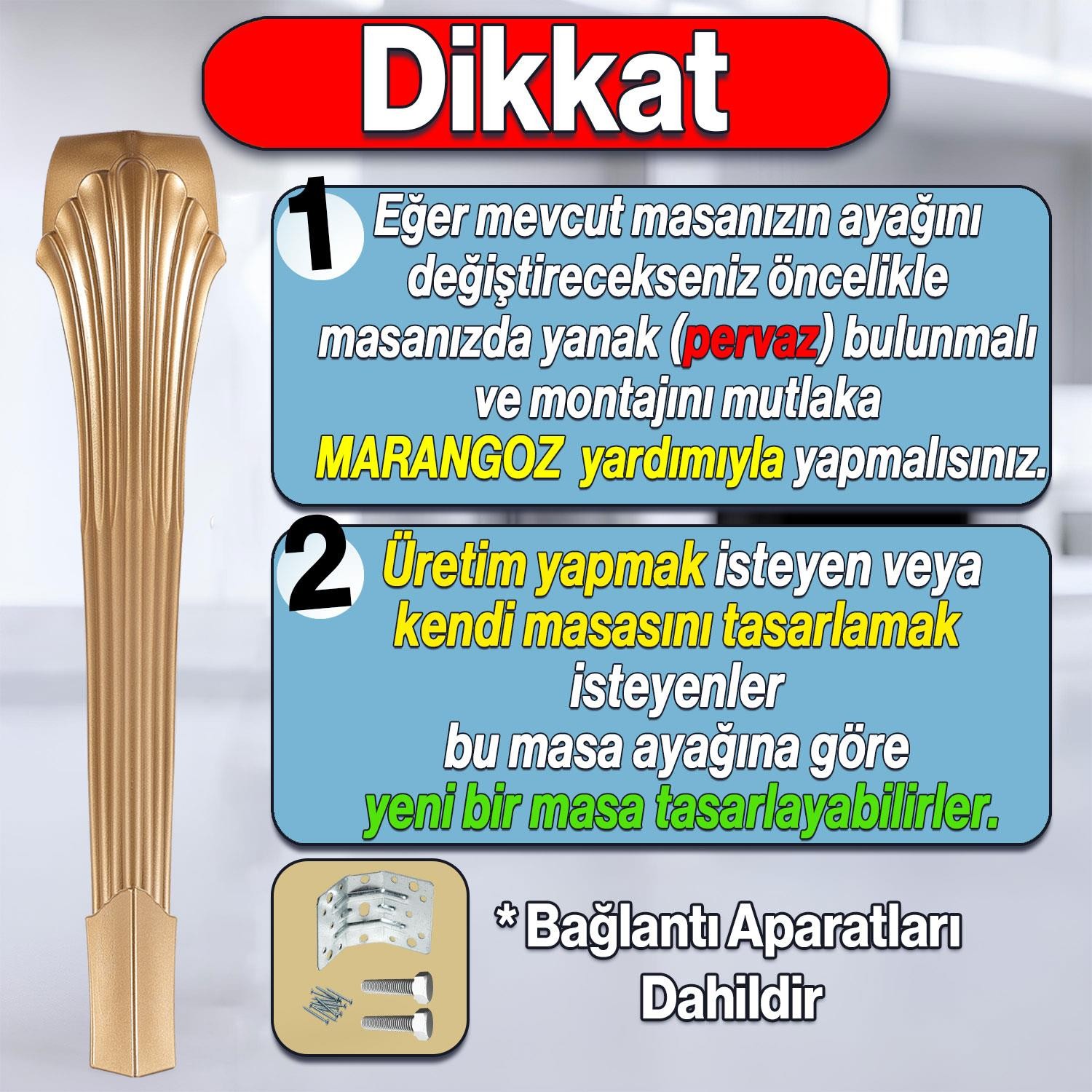 Sütun Masa Dresuar Ayağı 77 cm Plastik Ayak Gold Altın Mutfak Yemek Masası Mobilya Ayakları