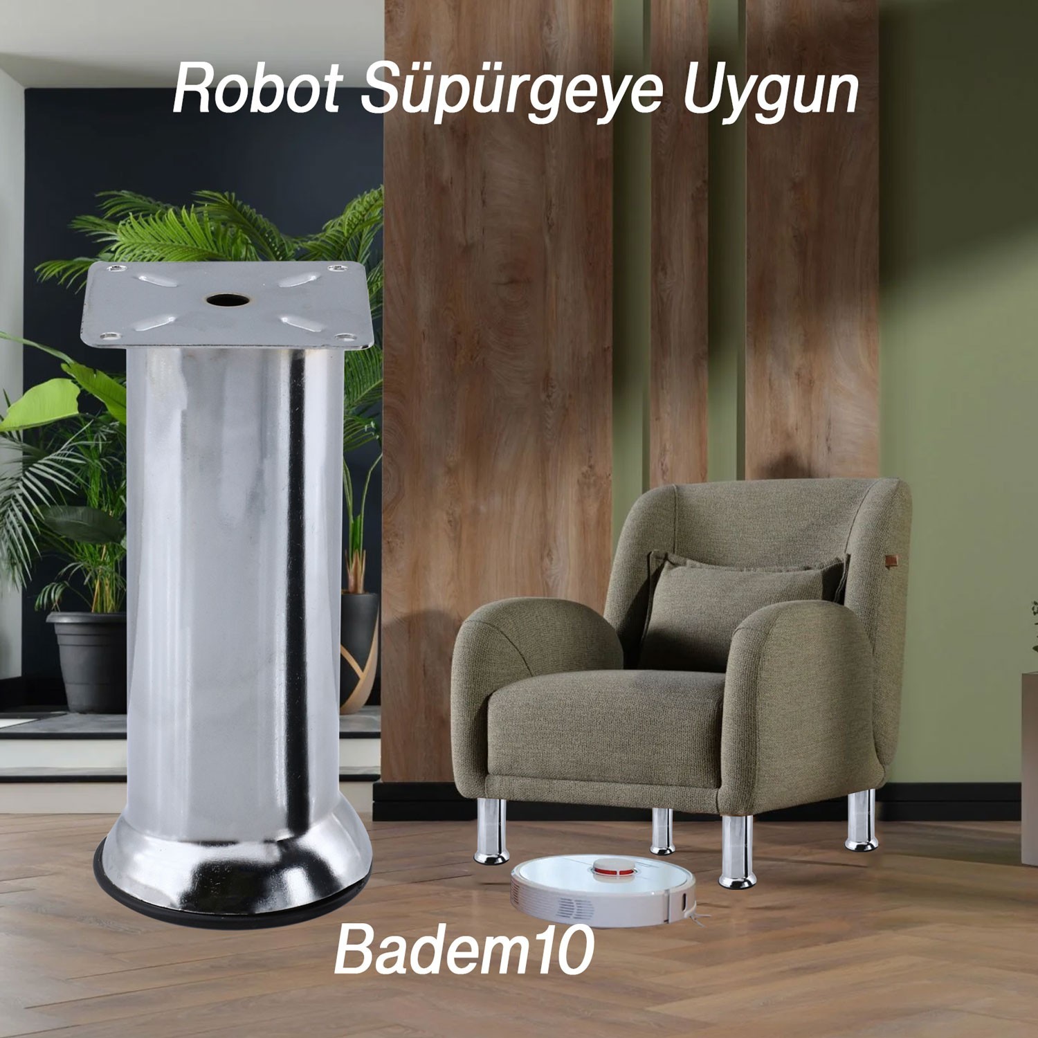 (12 ADET) Metal Krom 15 cm Ayakları Baza Mobilya Koltuk Kanepe Yatak Çekyat Destek Yükseltme Ayağı