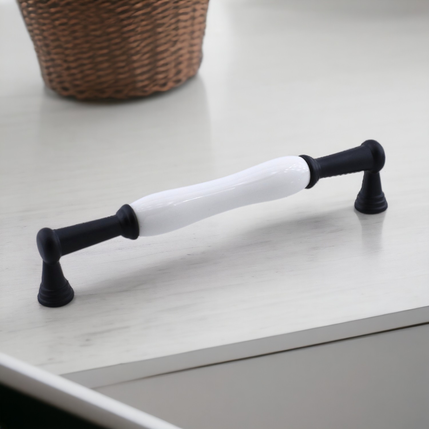 Anav Porselen Kulp 160 mm Mobilya Çekmece Mutfak Dolabı Dolap Kapak Kulpları Kulb Kulpu Siyah