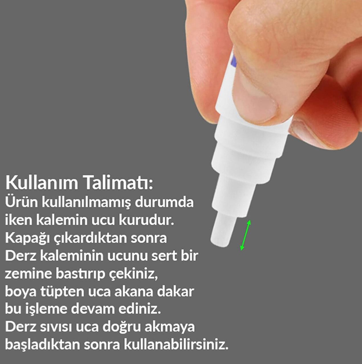 Fayans Derz Dolgu Kalemi Hızlı Kuruyan Su Bazlı Yenileme Beyaz 1 Adet + Şeffaf Kapı Tamponu 5 Adet