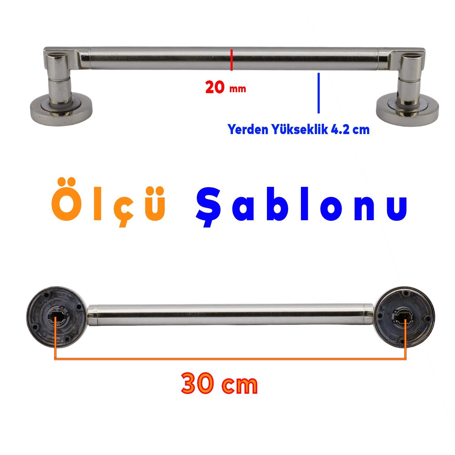 Çankaya Çekme Kolu Çelik Kapı Sürgülü Kapı Dış Kapı Kolu Tutma Kulbu Nikel İnox Kulp 30 cm