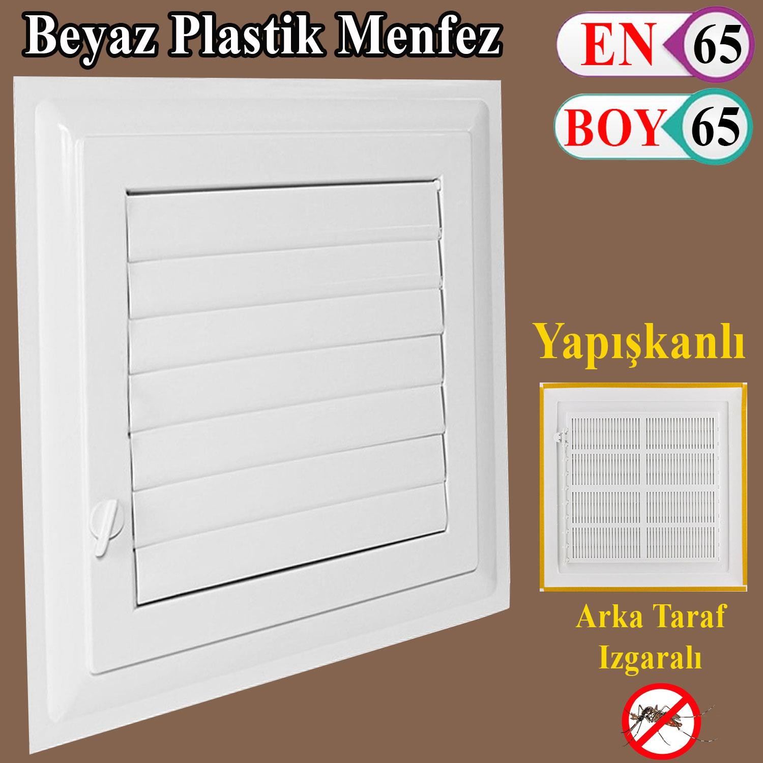 Menfez Banyo Wc Tuvalet Havalandırma Plastik Panjur Beyaz 65x65 CM