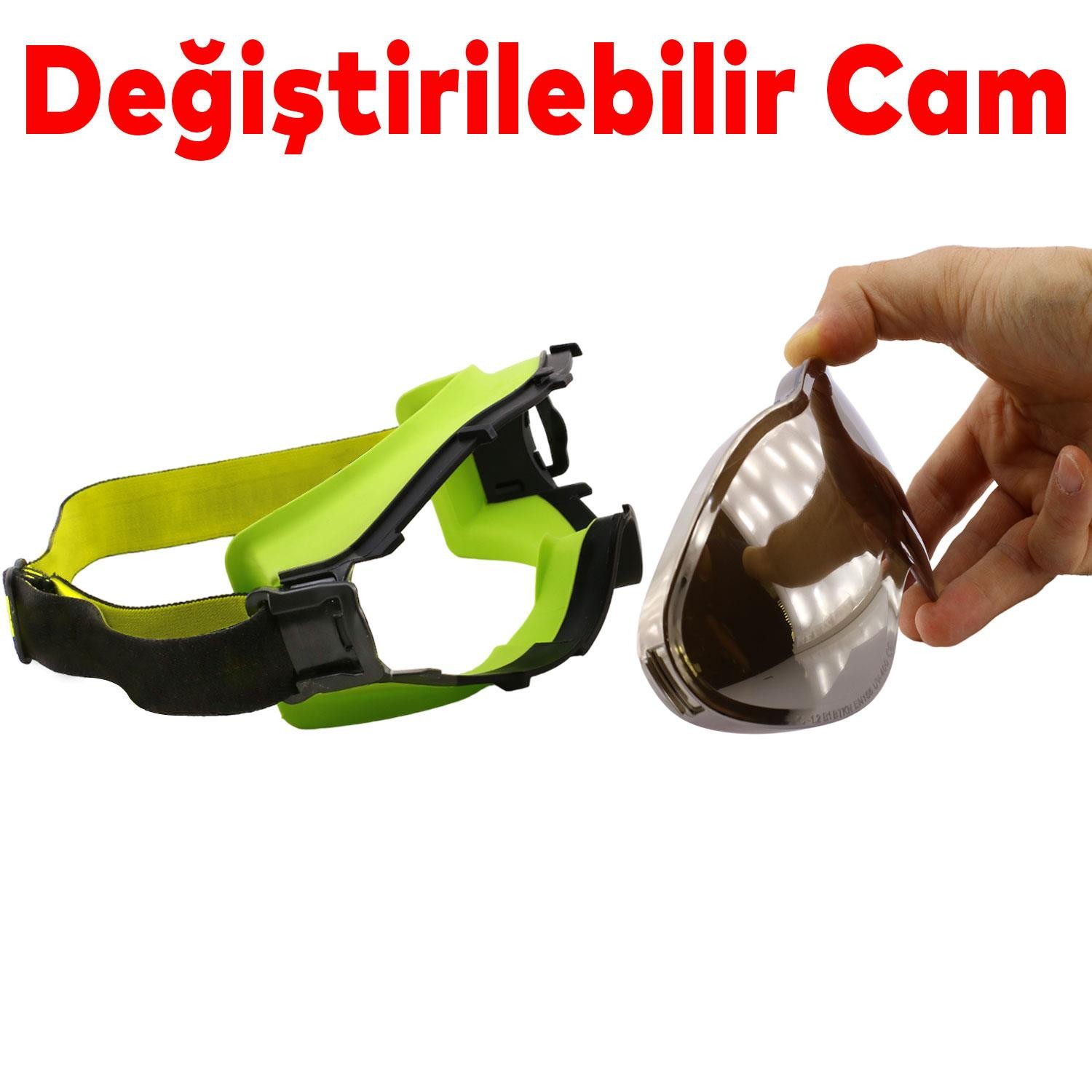 Bellasimo Kayak Gözlüğü Değiştirebilir Camlı Antifog Güneş Kar Gözlük Gümüş Snowboard Glasses Gözlük+1 Adet Yedek Cam (Sarı)