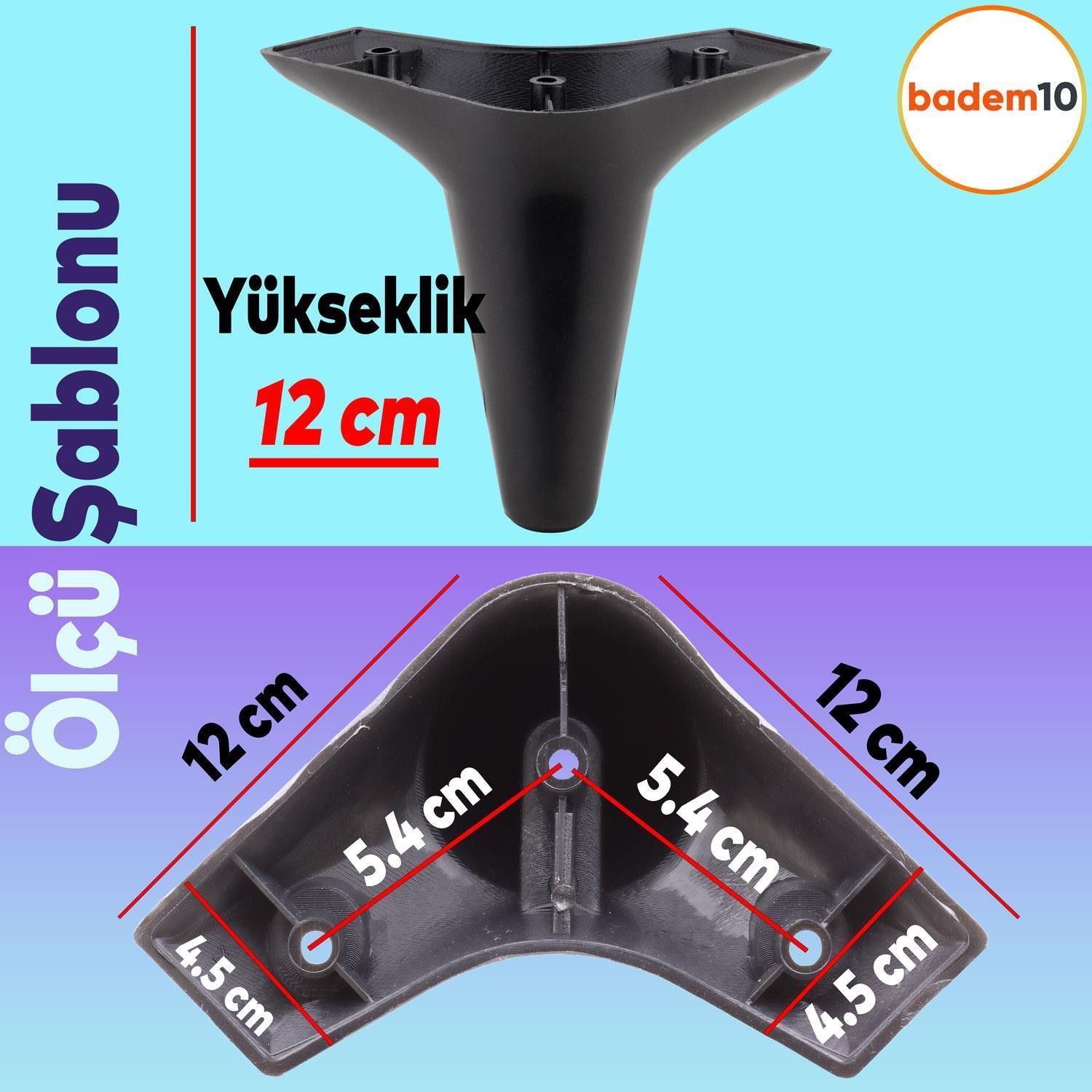 20'li Set Aspen Lüks Mobilya Koltuk Kanepe Tv Ünitesi Yükseltme Destek Ayağı 12 cm Siyah Ayakları