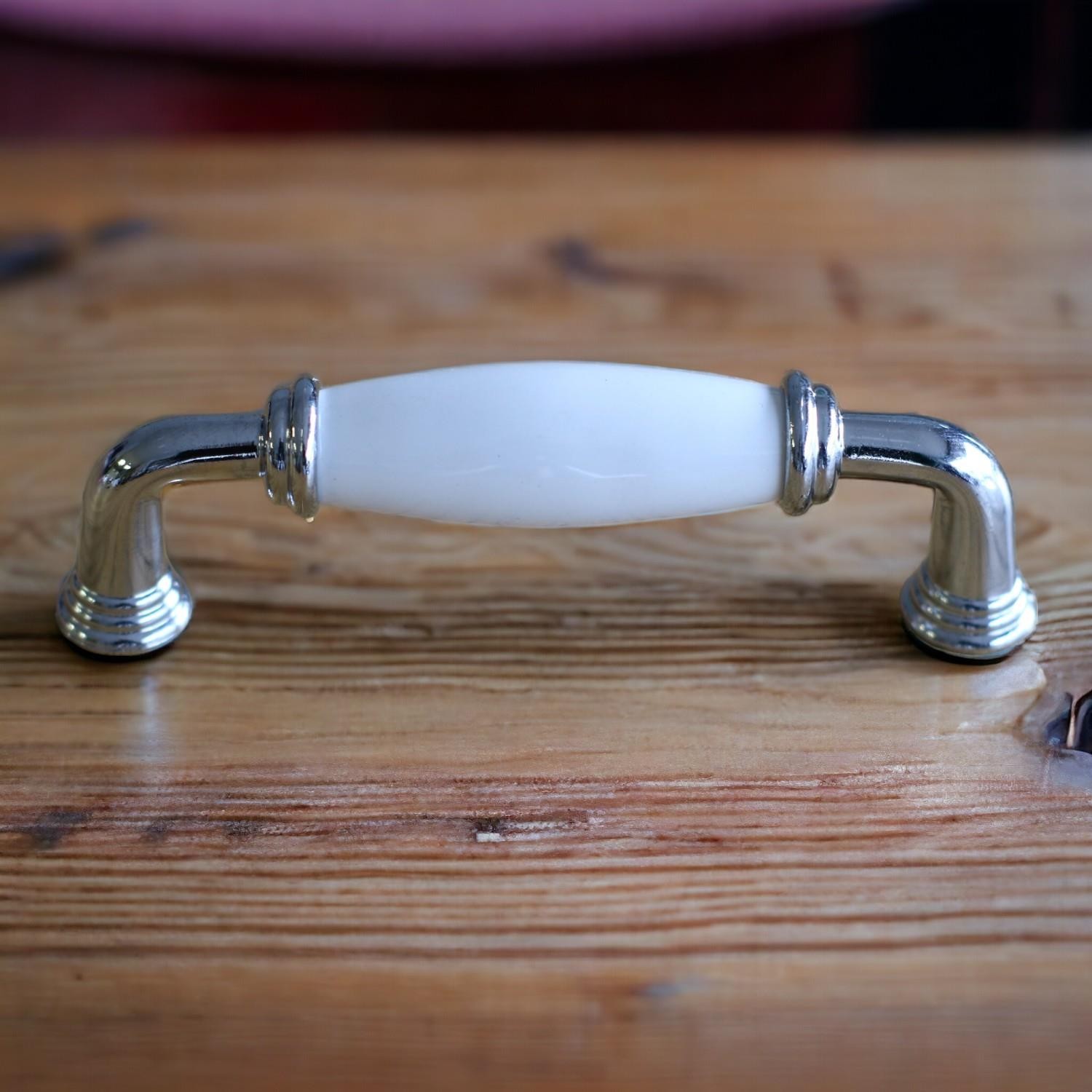 Gül Gerçek Porselen Beyaz 96 mm Kulplar Mobilya Mutfak Dolabı Çekmece Dolap Kapak Kulpu Kulbu 9.6 cm