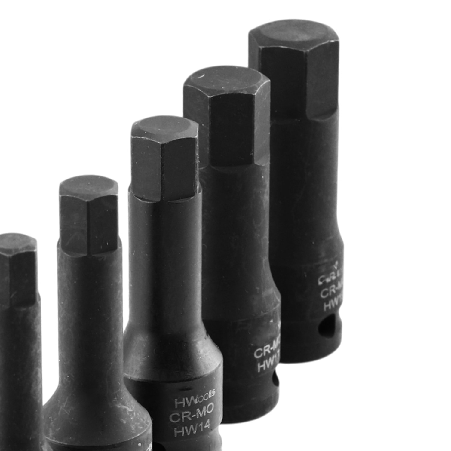 Allen Bits Lokma Seti 8 Parça 1/2" CR-MO ÇEliği H5 H6 H8 H10 H12 H14 H17 H19 Uzunluk: 78 mm Altıgen