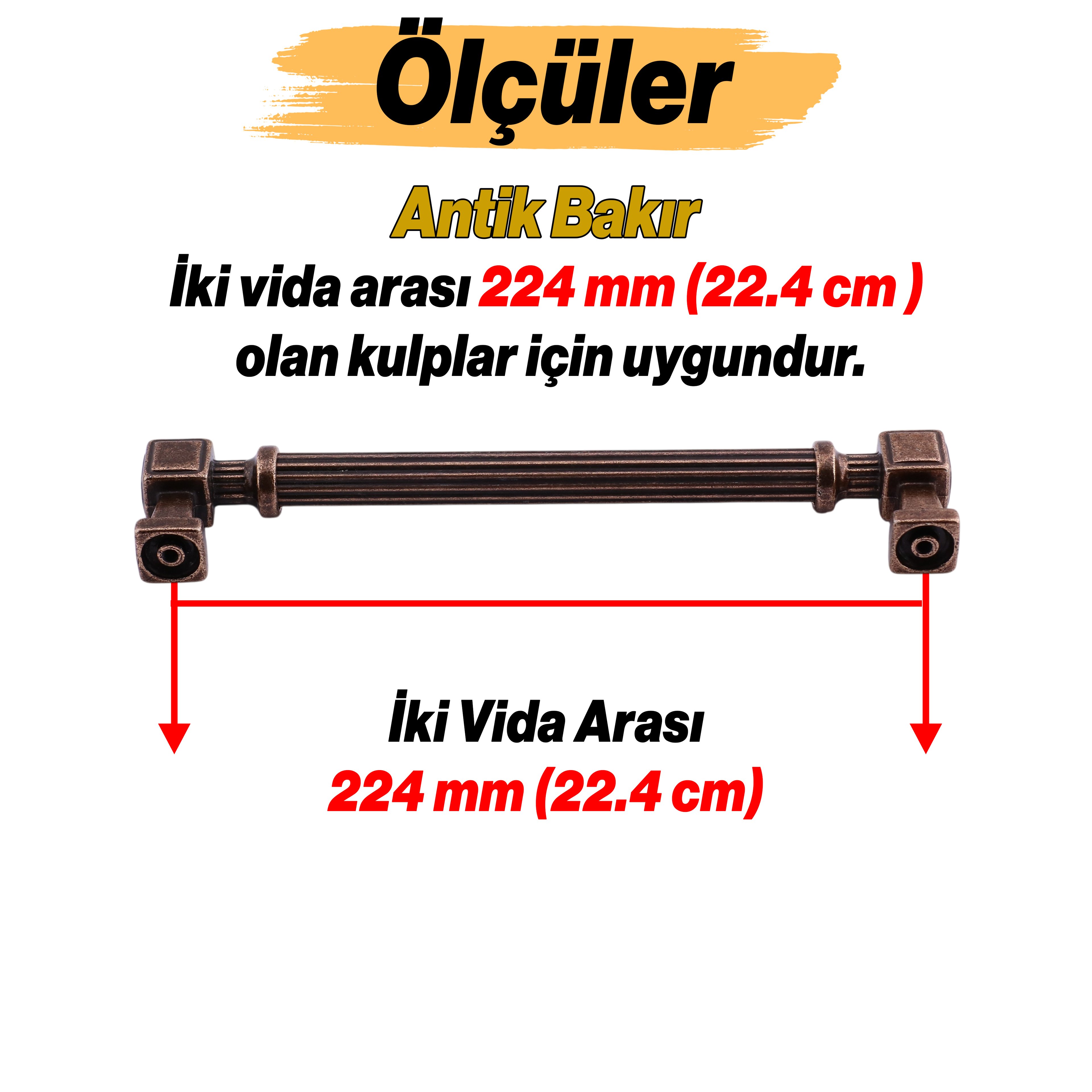 Çizgili Antik Bakır 224 mm 22.4 cm Metal Kulp Mobilya Çekmece Mutfak Dolabı Dolap Kulpları Lüks Kulb