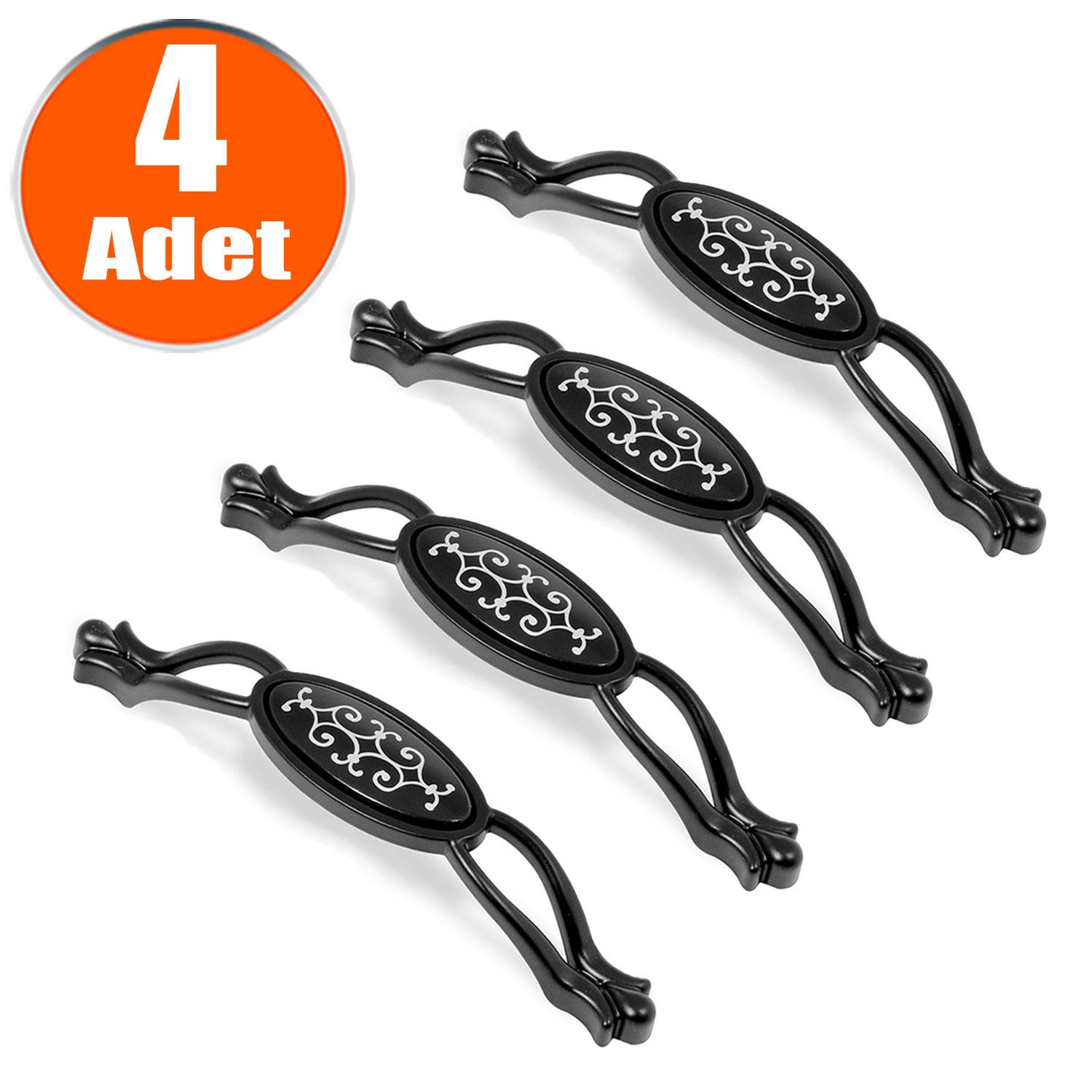 Erdem Çekmece Dolap Dolabı Kulpu Kulbu Siyah Metal Kulpları (128 MM-12.8 CM) (4 ADET) Mobilya Mutfak