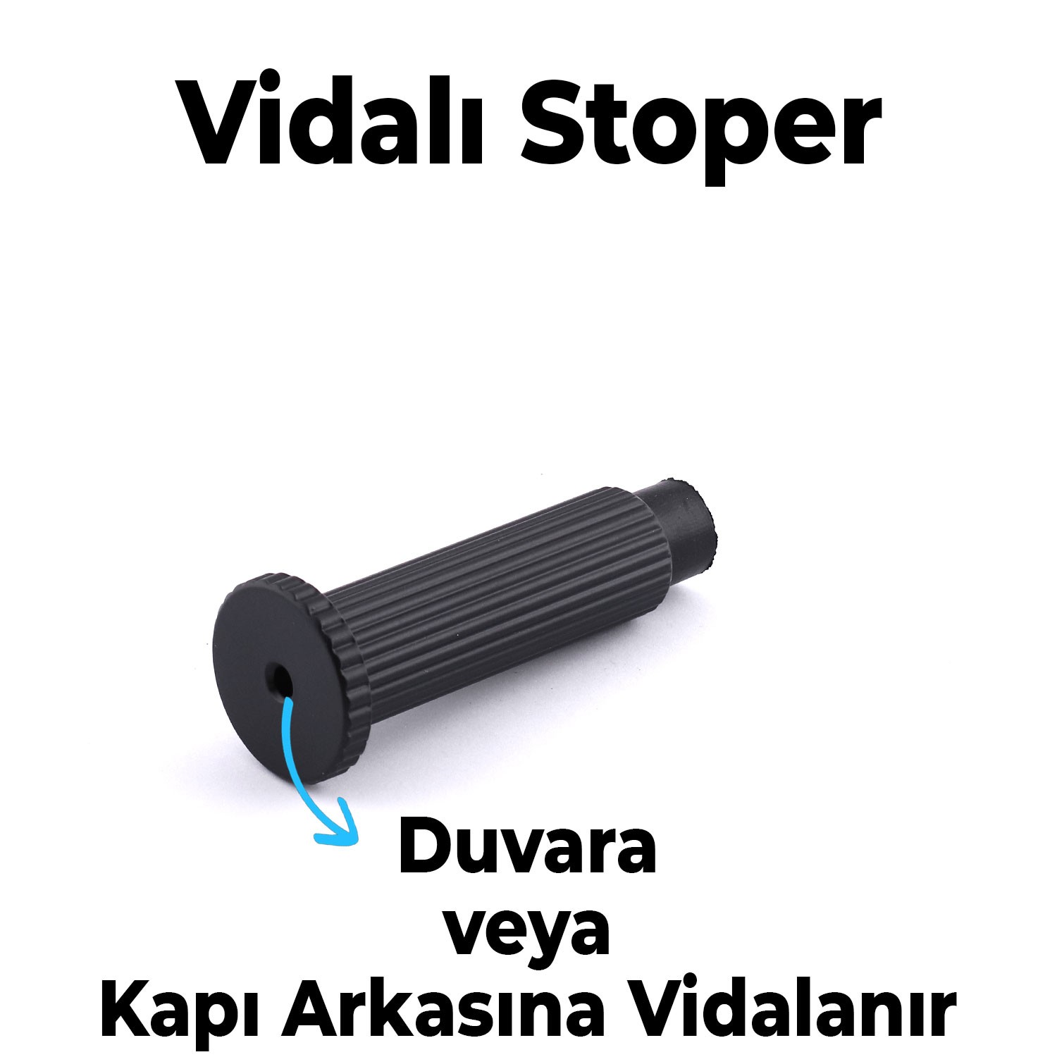 Kapı Stoperi Tamponu Çizgili Siyah Vidalı Metal Tutacağı Tutucu Kapı Arkası Duvar Kolu Stopu Takozu