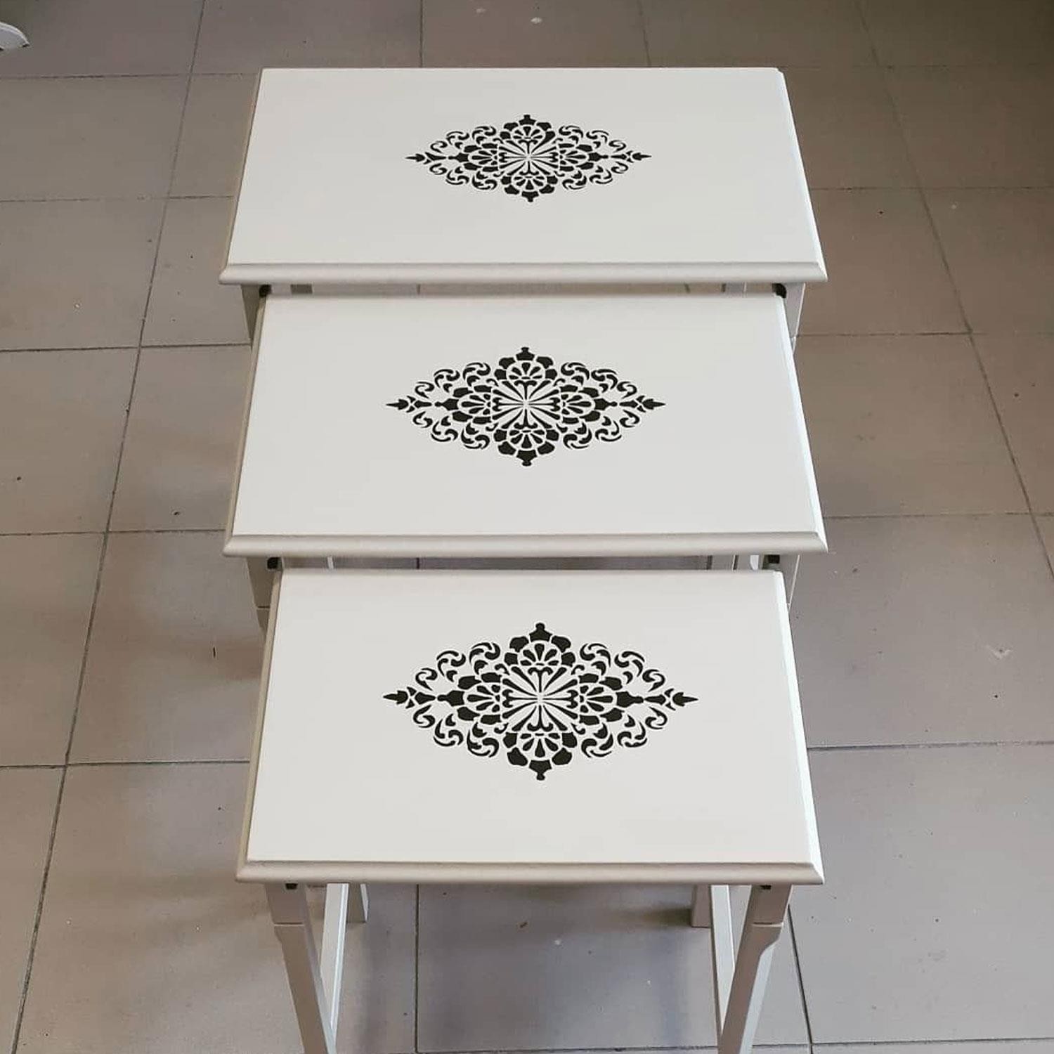 Stencil Duvar Boyama Şablon Tasarım Mandala Desen Tekrar Kullanılabilir 30x30 cm