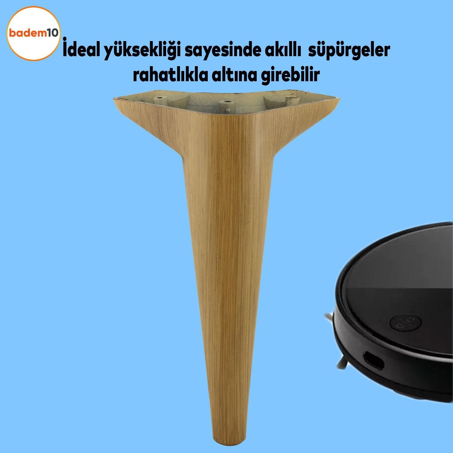 Aspen Lüks Mobilya Kanepe Sehpa Puf Koltuk Ayağı  Kahverengi Açık Ceviz Baza Ayak 24 cm (4 ADET)