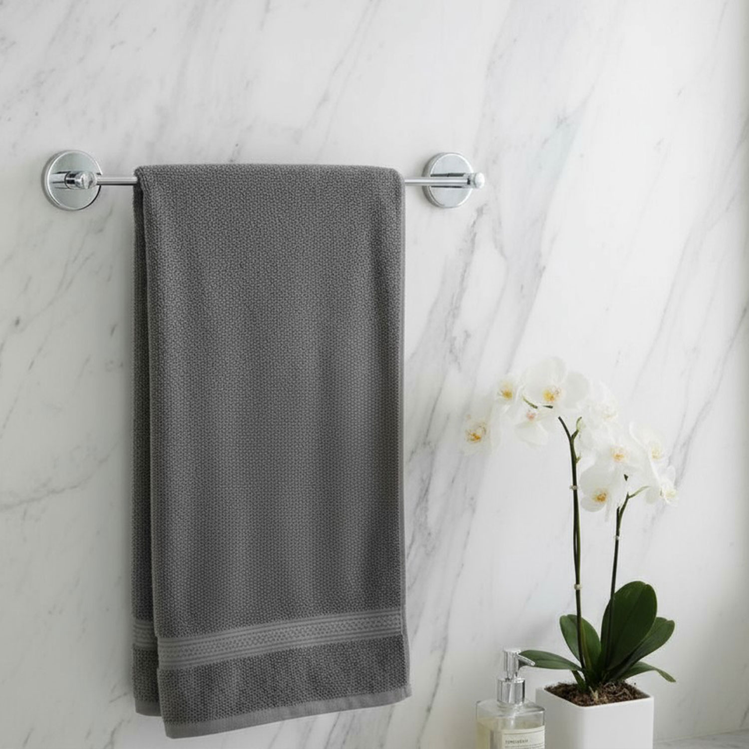 Uzun Havluluk KROM 40 cm Parlak Gümüş Duvar Tipi Paslanmaz Çelik Banyo Havlu Askısı Aparatı