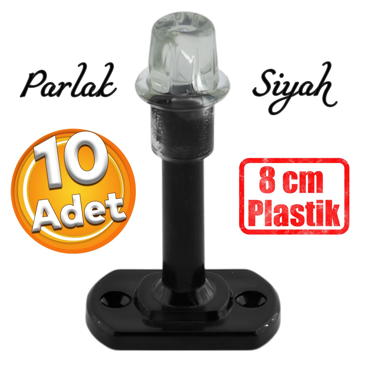 Plastik Kapı Pencere Arkası Parlak Siyah Tampon 8 CM Vidalı Duvar Koruyucu Silikon Stoper 10 Adet