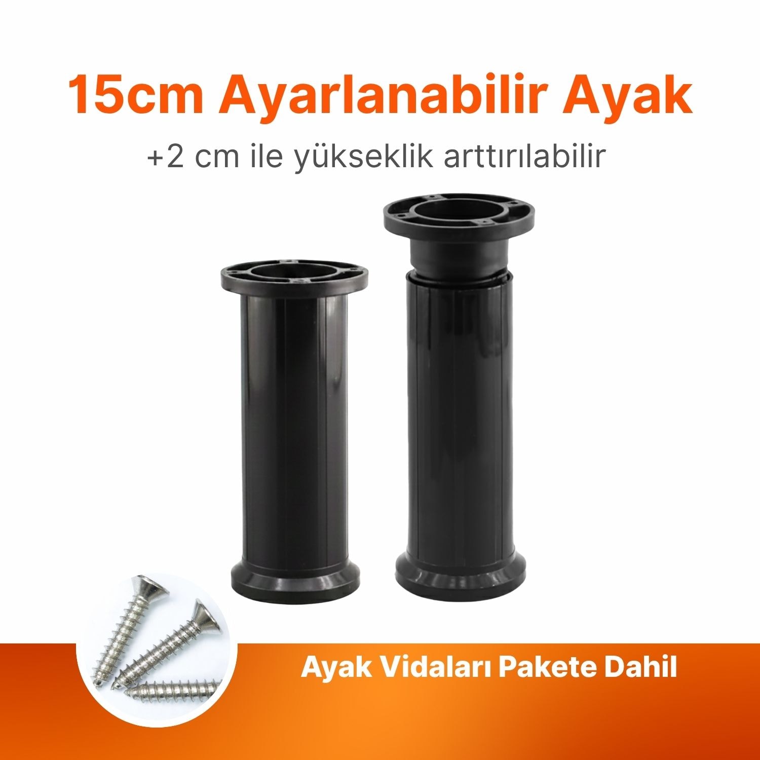 Ayarlanabilir 1 Adet 15 Cm Siyah Plastik Ayak Dolap Mobilya Tezgah Yükseltici Yükseltme Ayağ