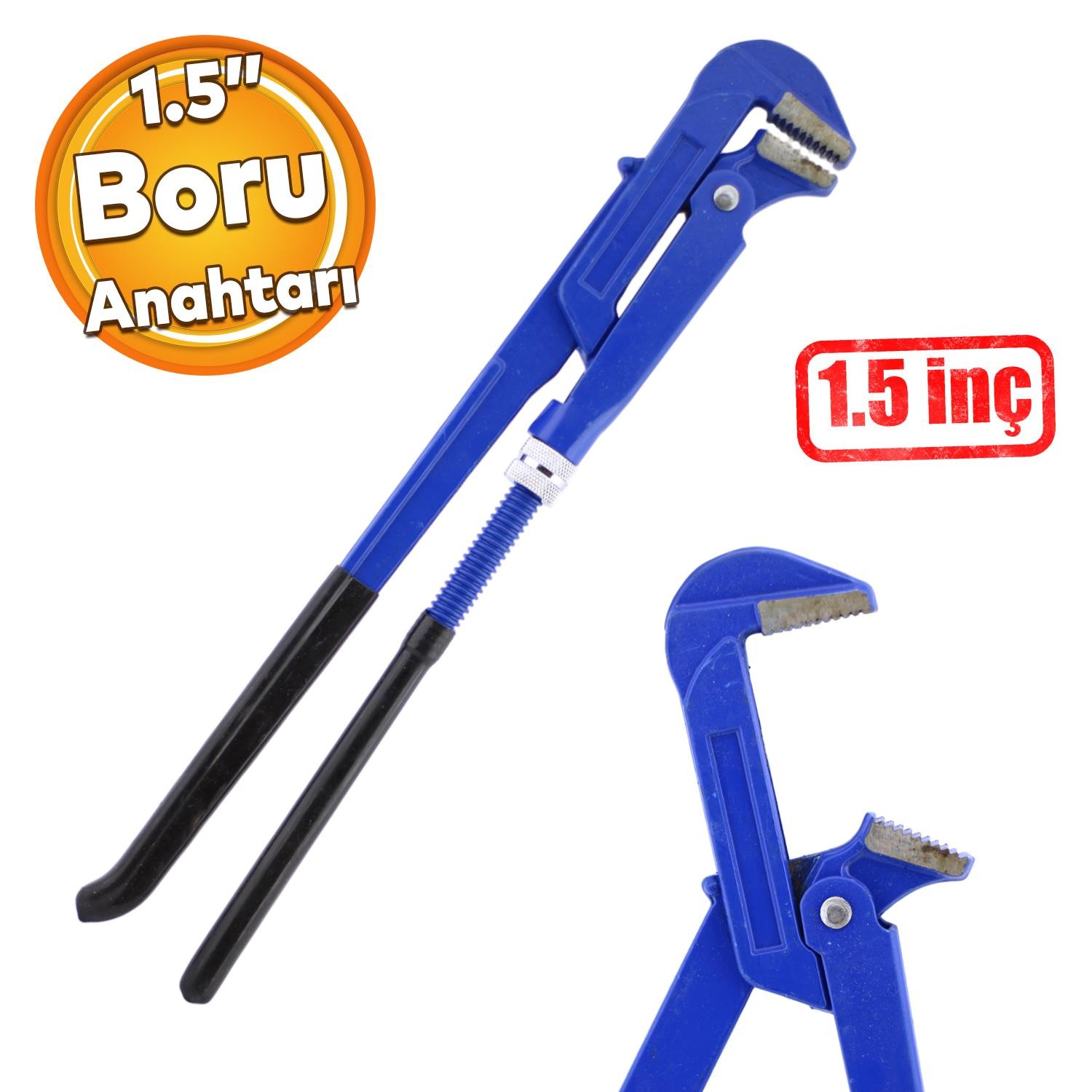 Maşalı Boru Anahtarı 1.5'' İngiliz Anahtar 6 cm Ağız 46 Cm Boy Çok Amaçlı Anahtar Sökme Sıkma Tutma