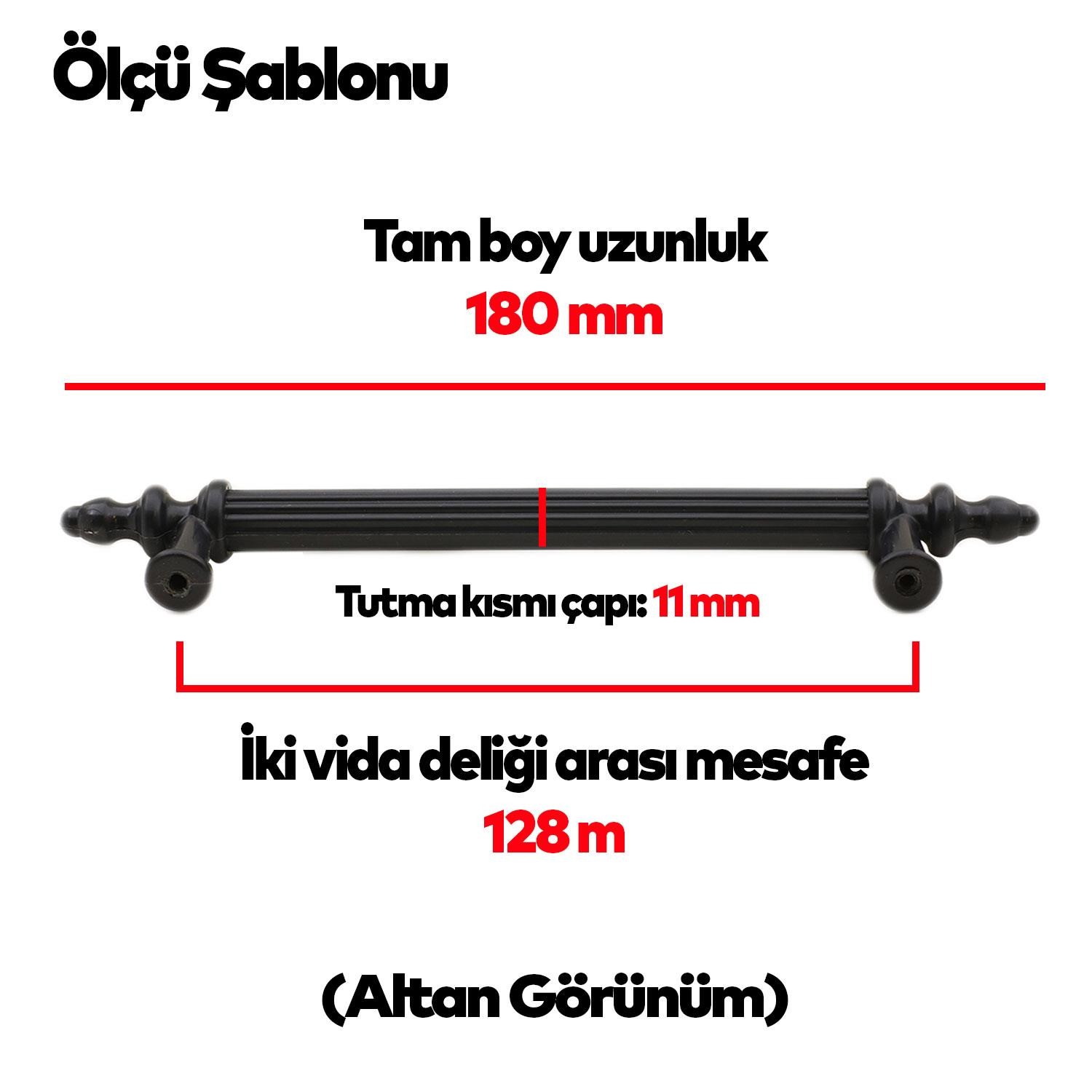 Polavit 128 Mm (SERT PLASTİK) Siyah Mobilya Çekmece Mutfak Dolap Dolabı Kulpu Kulbu Kulpları 5 Adet