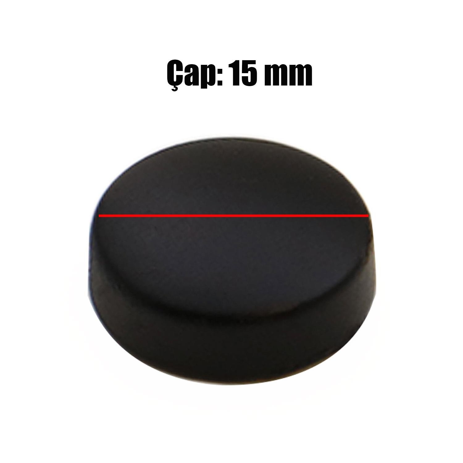Dekoratif Vida Kapağı Kapatıcı 15 mm Mat Siyah Metal Vida Tapası Tıpası (10 ADET)