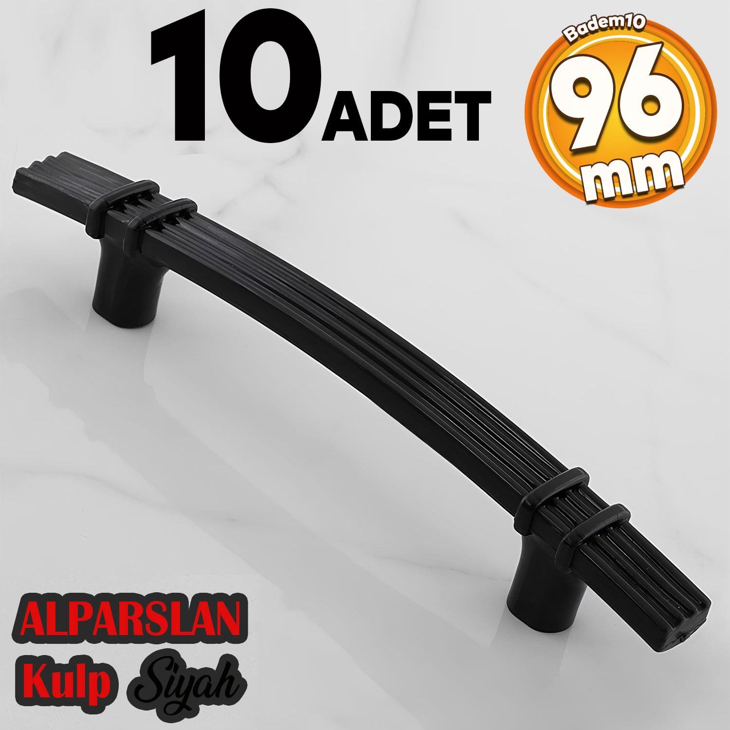 Alparslan 96 Mm (SERT PLASTİK) Siyah Çekmece Mobilya Mutfak Dolap Kulbu Kulpu Kulpları 10 Adet