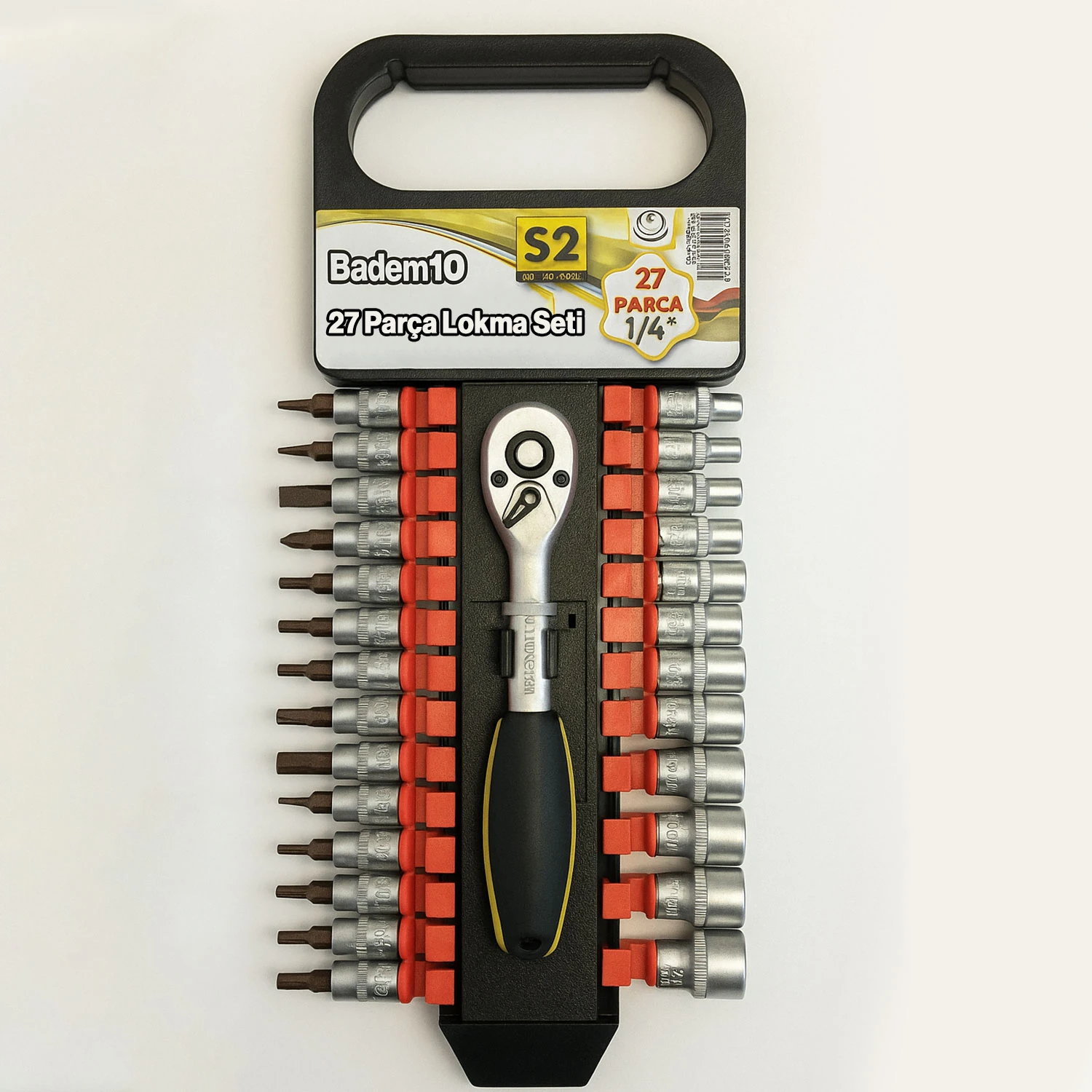 Profesyonel 1/4'' 6 Köşe 27 Parça Lokma Anahtar Seti Kompakt Dayanıklı Taşınabilir Alet Seti