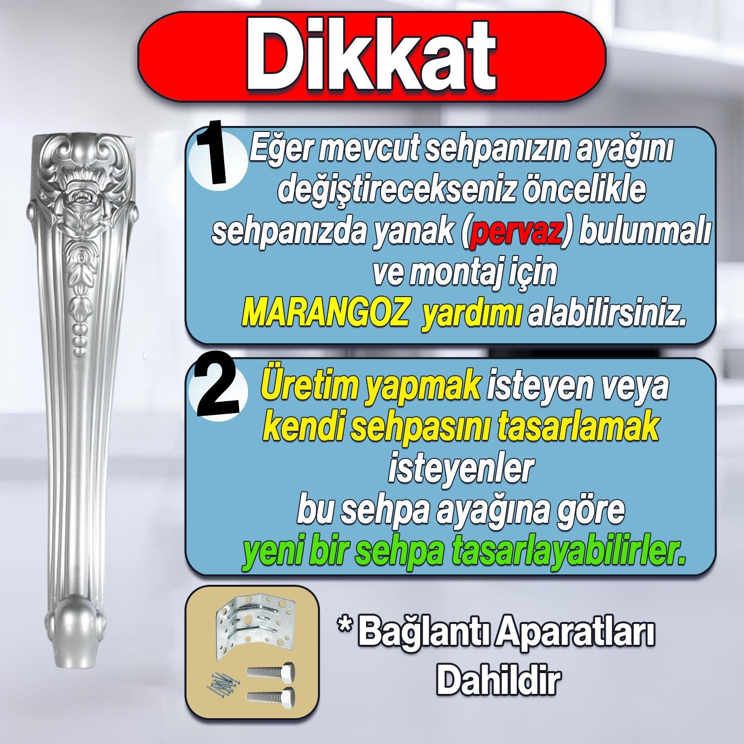 Nehir Plastik Sehpa Ayağı 40 cm Gümüş Renk Orta Ayak Zigon Sehpa Mobilya Masa Ayakları 1 Adet Gri