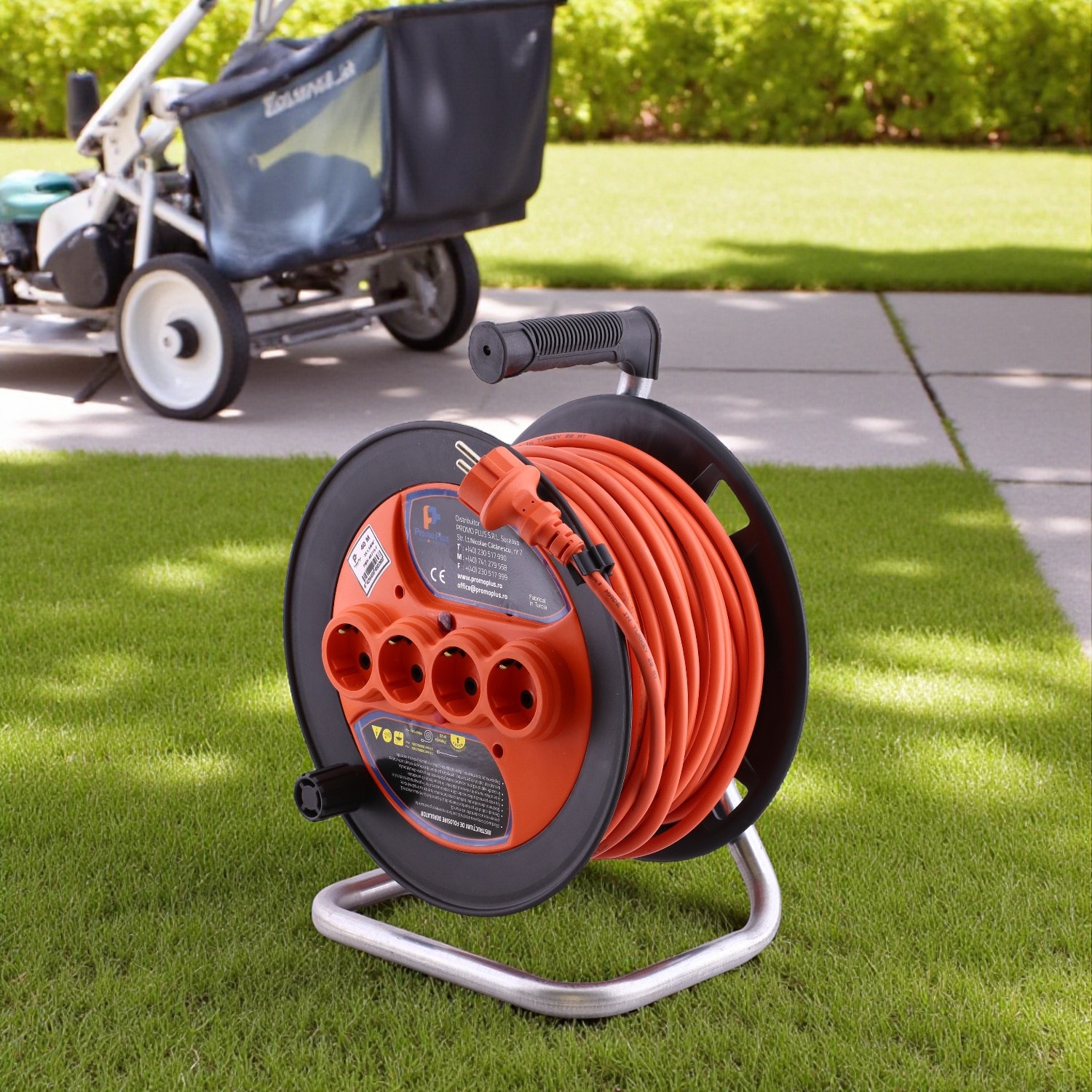 Makaralı CCA Uzatma Kablosu 3x1.5 mm 40 Metre Termal Sigortalı Plastik Seyyar 4 Prizli Monofaze