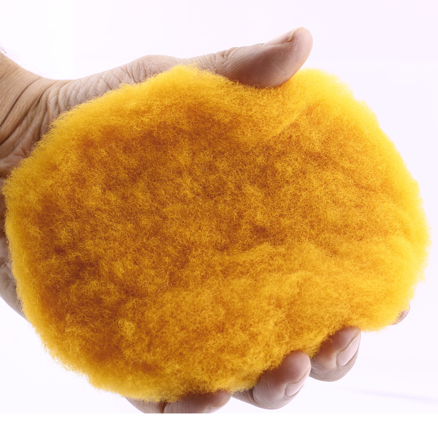 Sarı Renk (1 Adet) Orta Sert Koyun Kuzu Postu Pedi Ø 125 mm Pasta Cila Polisaj Cırt Tabanlı Yün