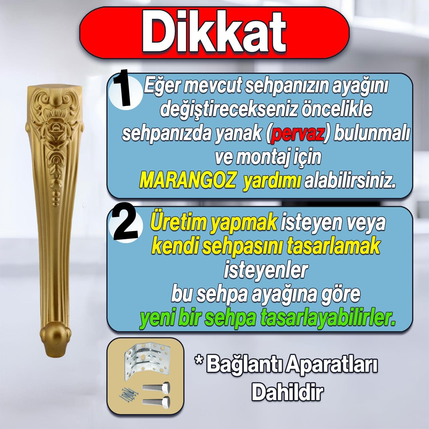 Nehir Plastik Sehpa Ayağı 40 cm Gold Renk Orta Ayak Zigon Sehpa Mobilya Masa Ayakları Altın 1 Adet