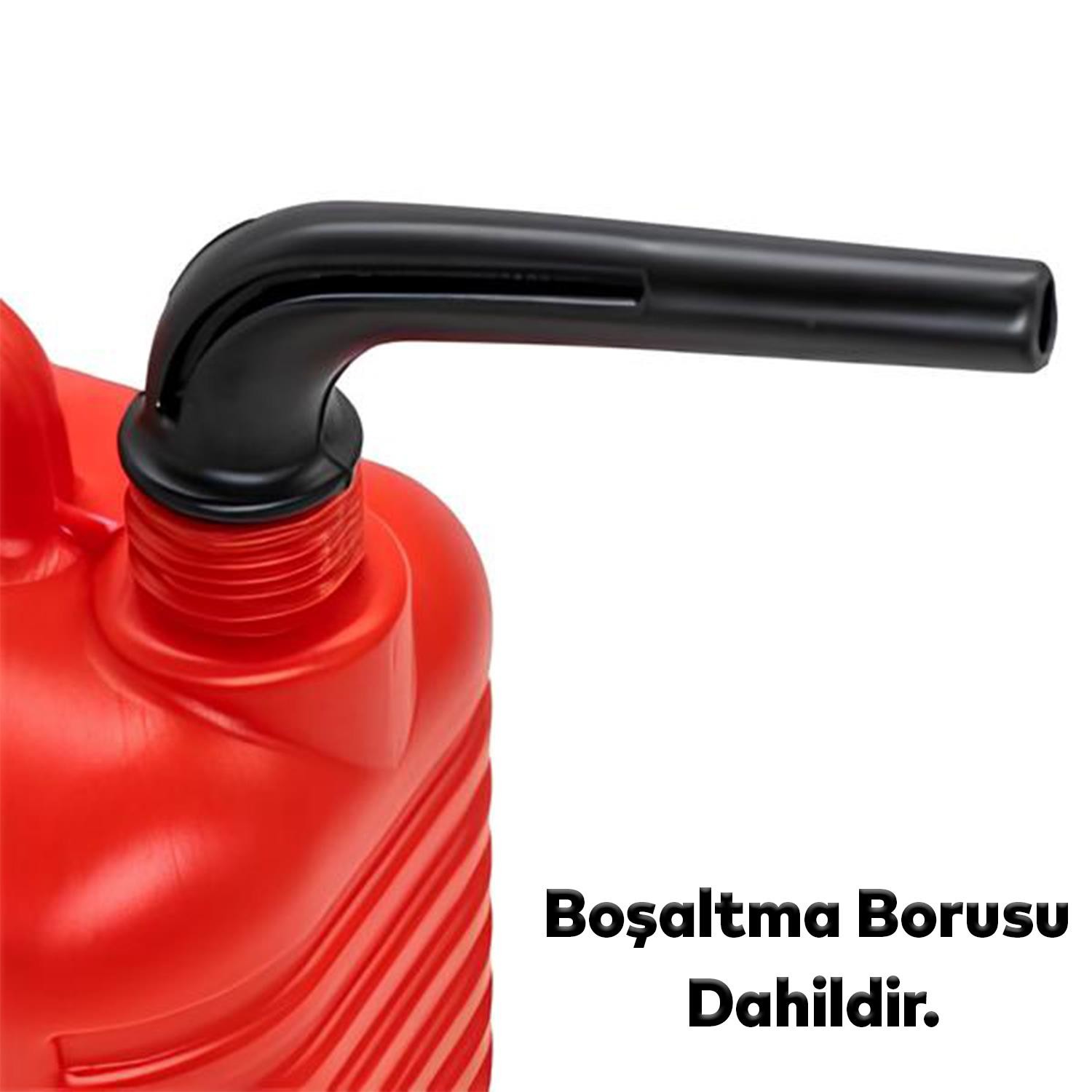 Boşaltma Borulu Plastik Antistatik Benzin Bidonu 5 Litre Akaryakıt Mazot Taşıma Doldurma Depolama