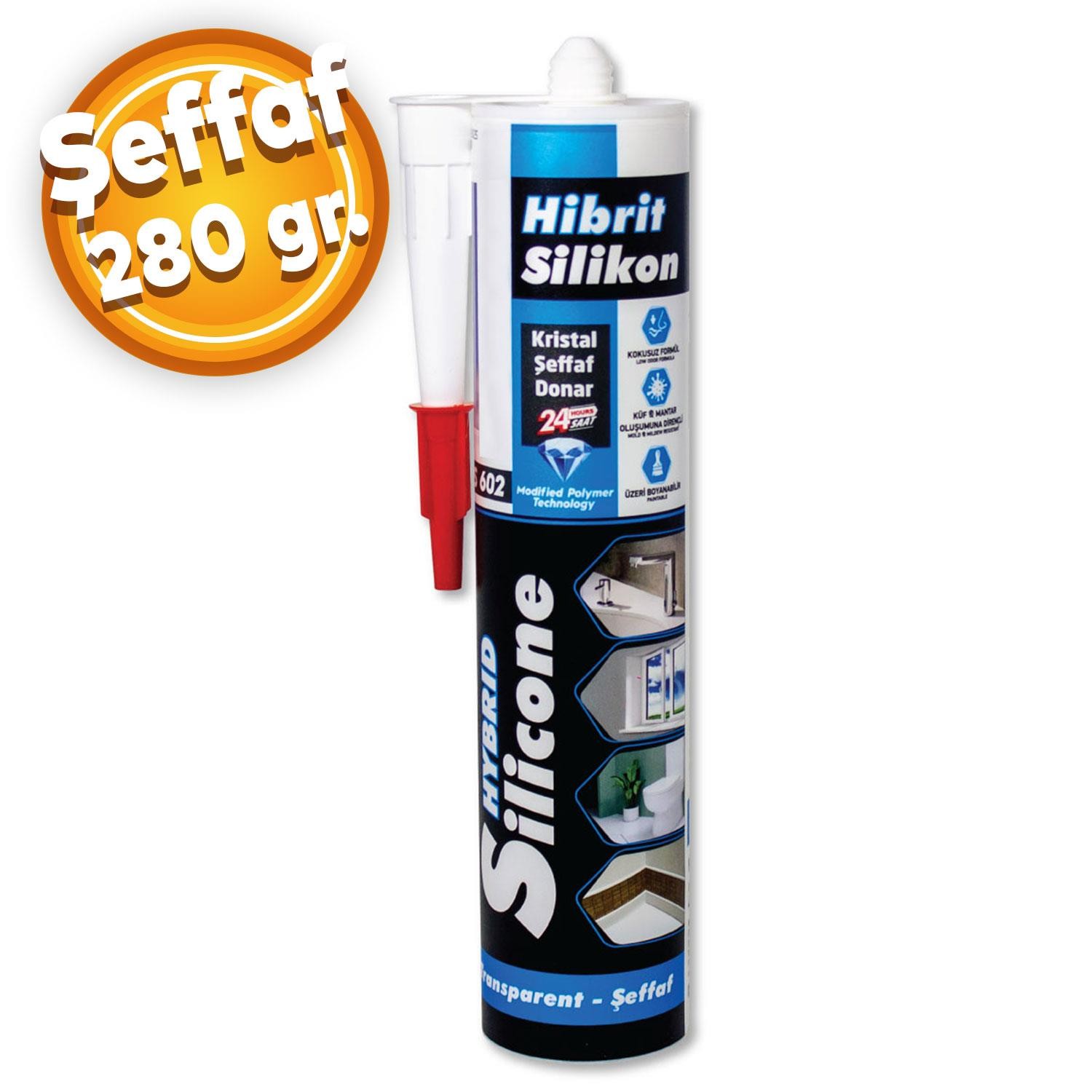 Vodaseal Şeffaf Hibrit Silikon Universal Genel Amaçlı Kokusuz Mastik Elastik 280 Gr