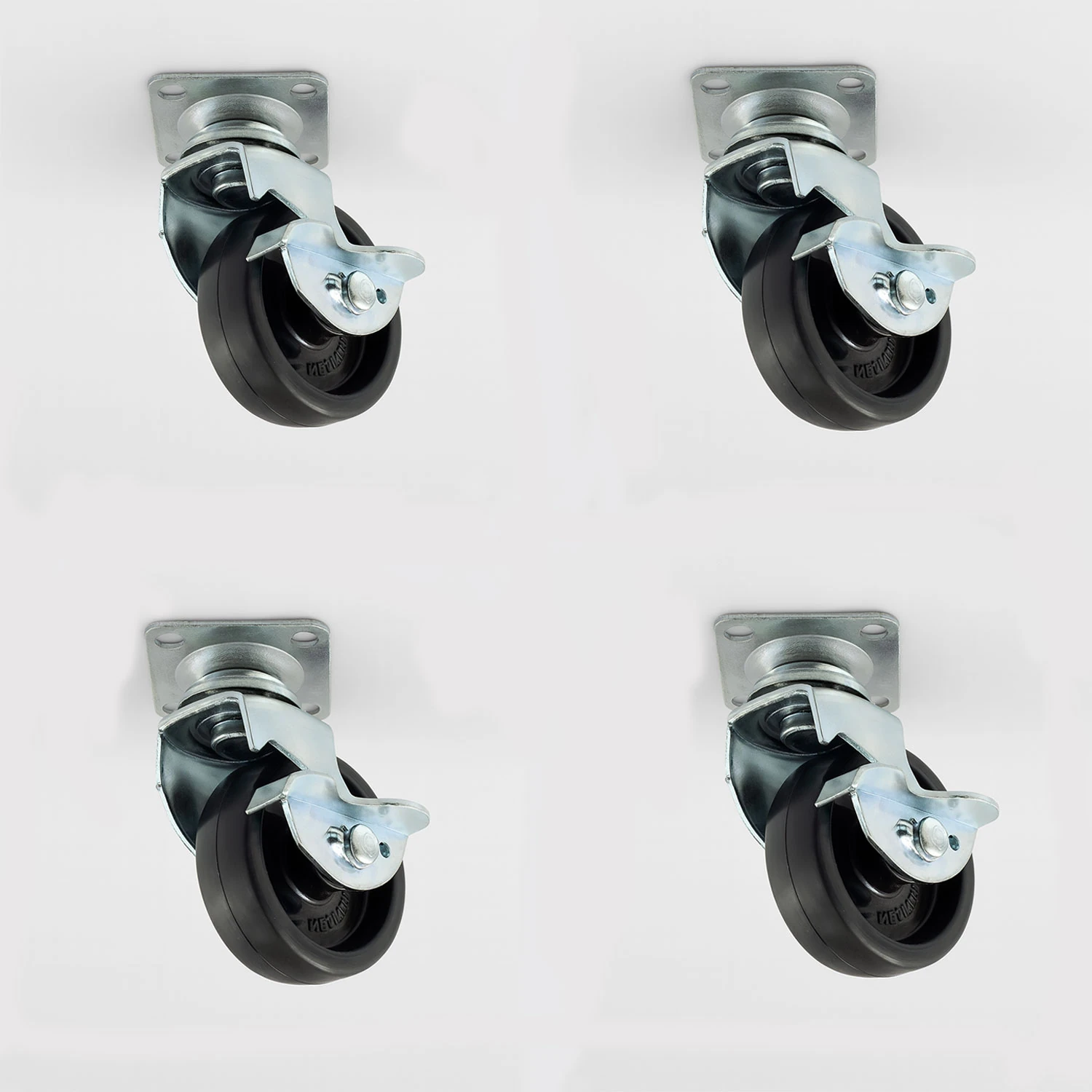 4’lü Set 50 mm Tablalı Dönerli Frenli Mobilya Teker Siyah Metal Gövde Yük Taşıma Kapasiteli