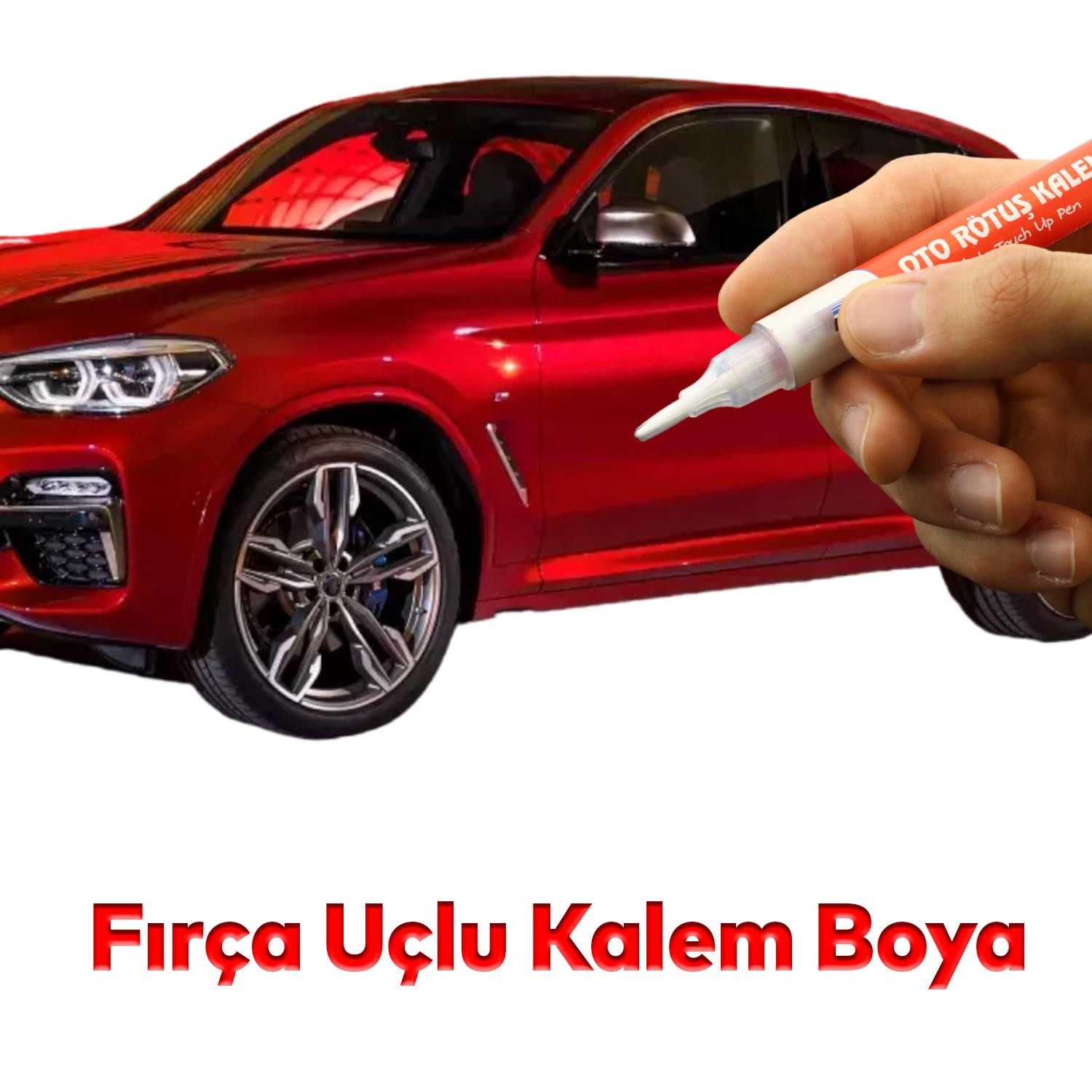 Oto Rötuş Kalemi 5 ML Araç Kaporta Tampon Çizik Giderici Fırça Yenileme Metalik Kırmızı Renk Boya