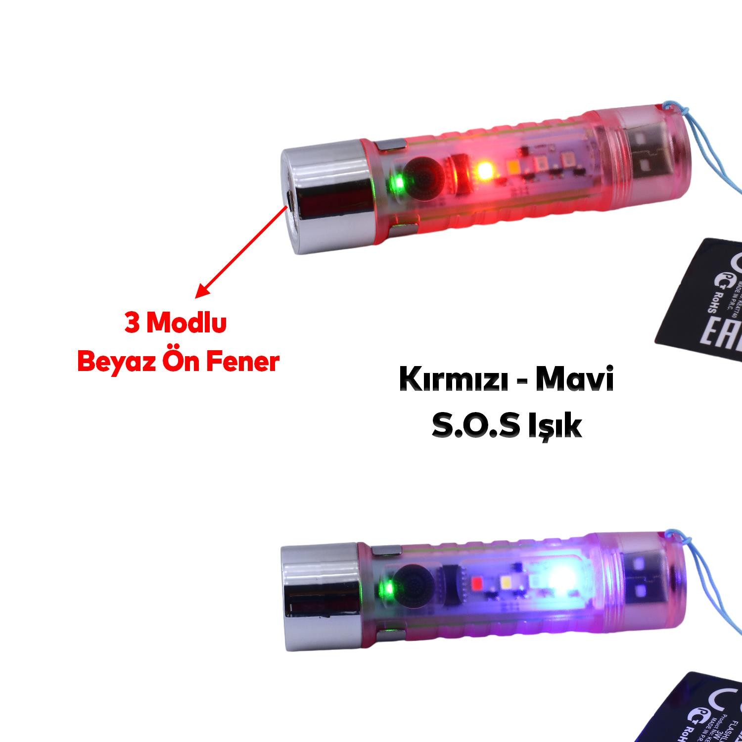 Mıknatıslı Beyaz Işık Kamp Lambası Anahtarlık Led El Feneri USB Şarjlı Işıldak Acil Sos Işık Modlu