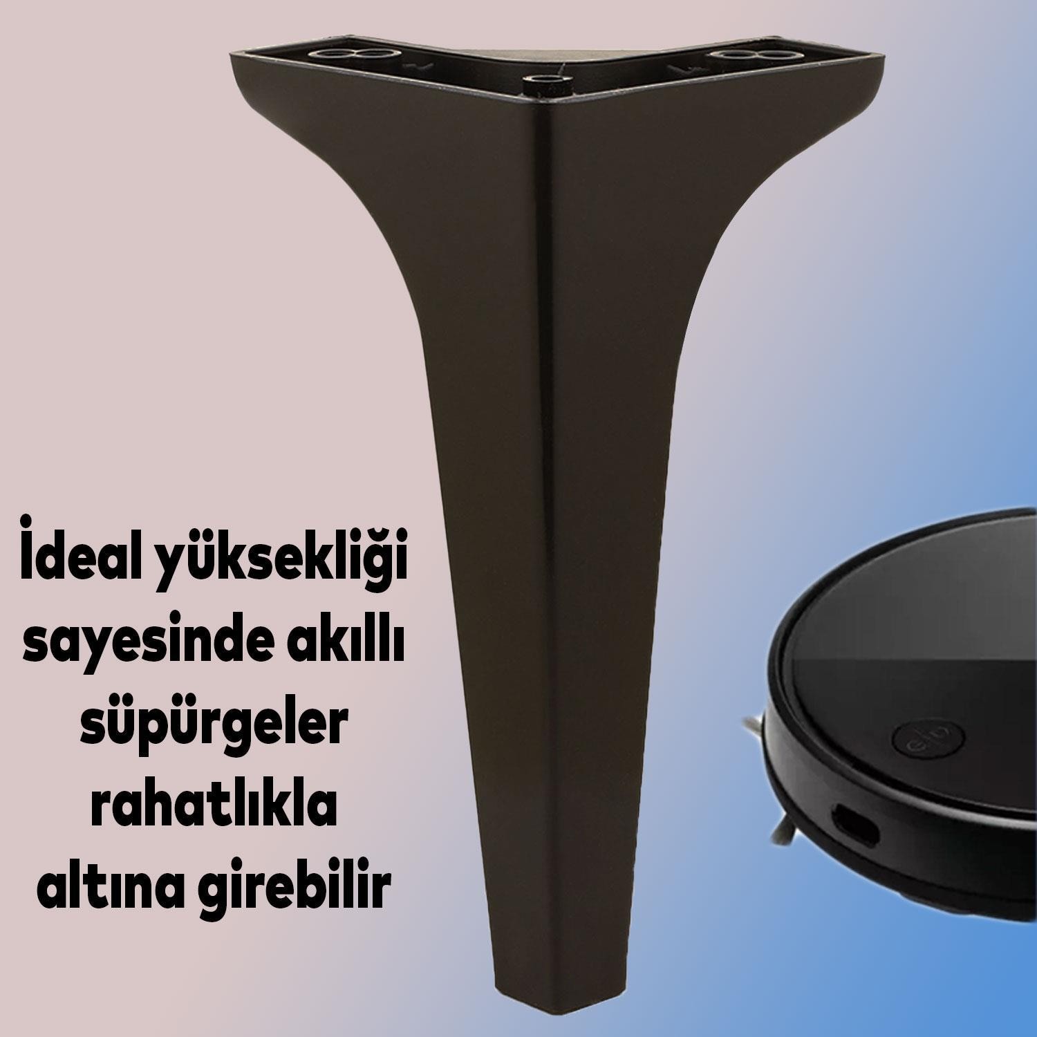 Sedef Lüks Mobilya Kanepe Sehpa TV Ünitesi Koltuk Ayağı 19 cm Siyah Baza Ayak 4 ADET