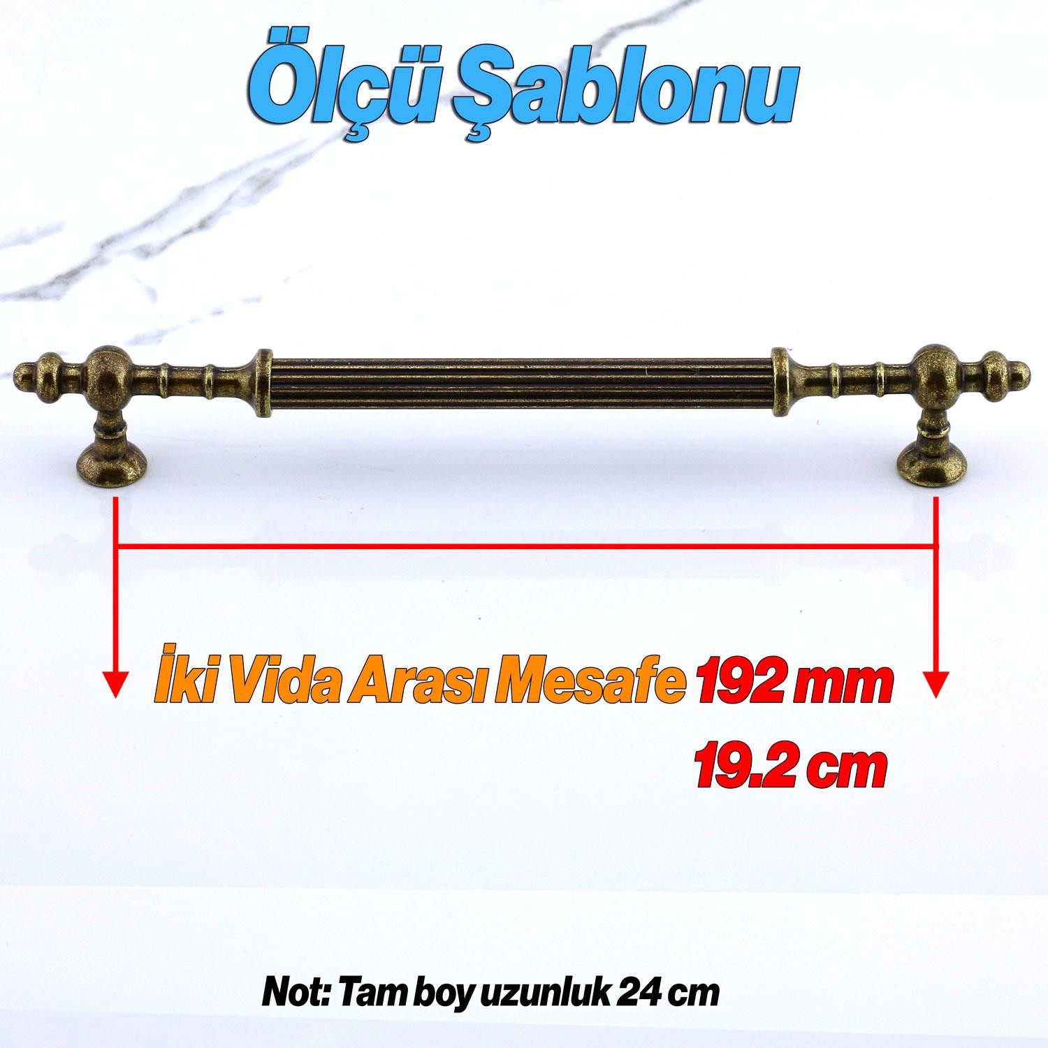Kader Eskitme Antik Sarı Metal Kulp 192 mm - 19.2 cm Mobilya Mutfak Dolabı Dolap Kulpları Çekme Kulbu