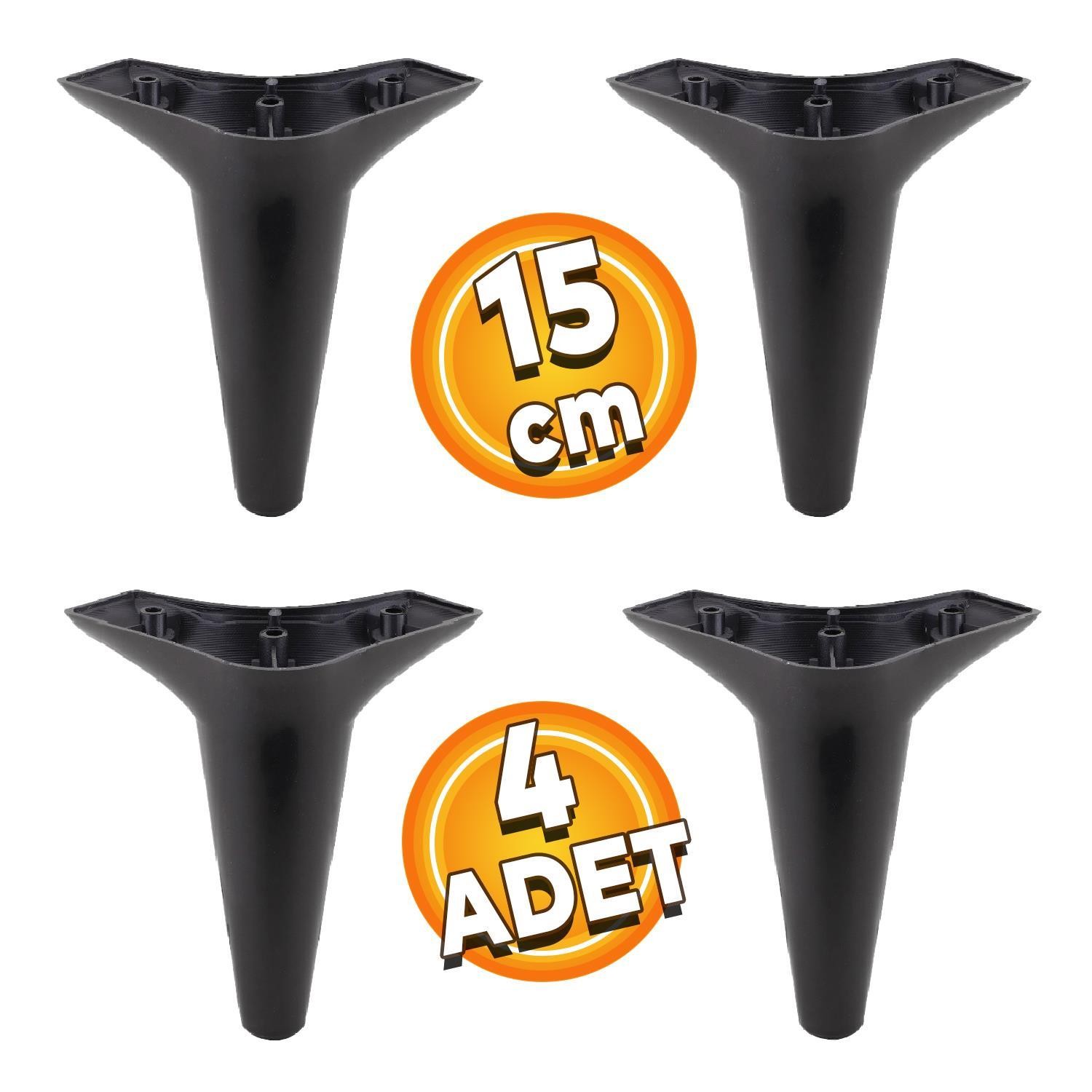 Aspen Lüks Mobilya Kanepe Koltuk Sehpa Tv Ünitesi Ayağı Ayakları 15 Cm Siyah Baza Ayak (4 ADET)