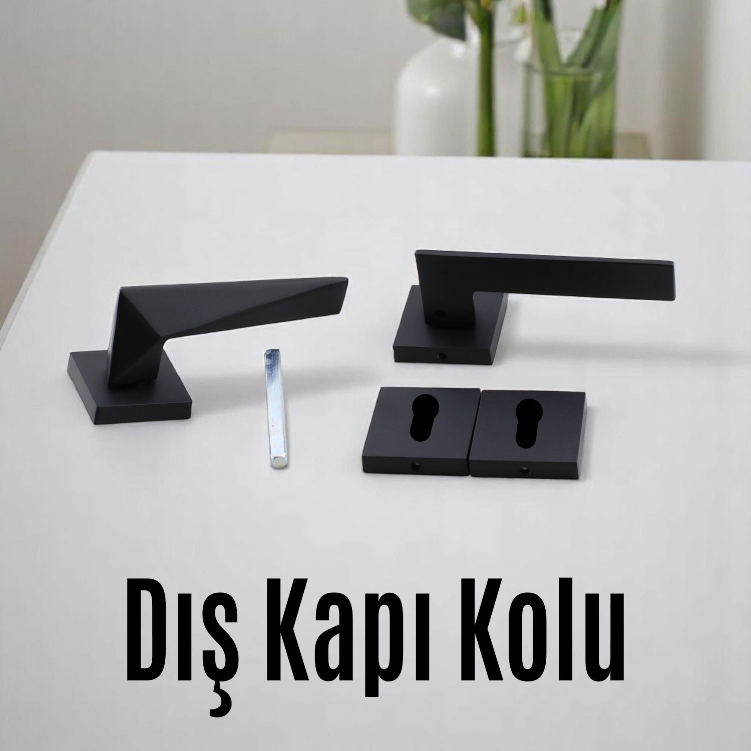 Yıldız YALE DIŞ KAPI Kolu Siyah Kare Rozetli Sağa Sola Uygun Ev Kapı Kolları Kilitlenebilir 1 Takım
