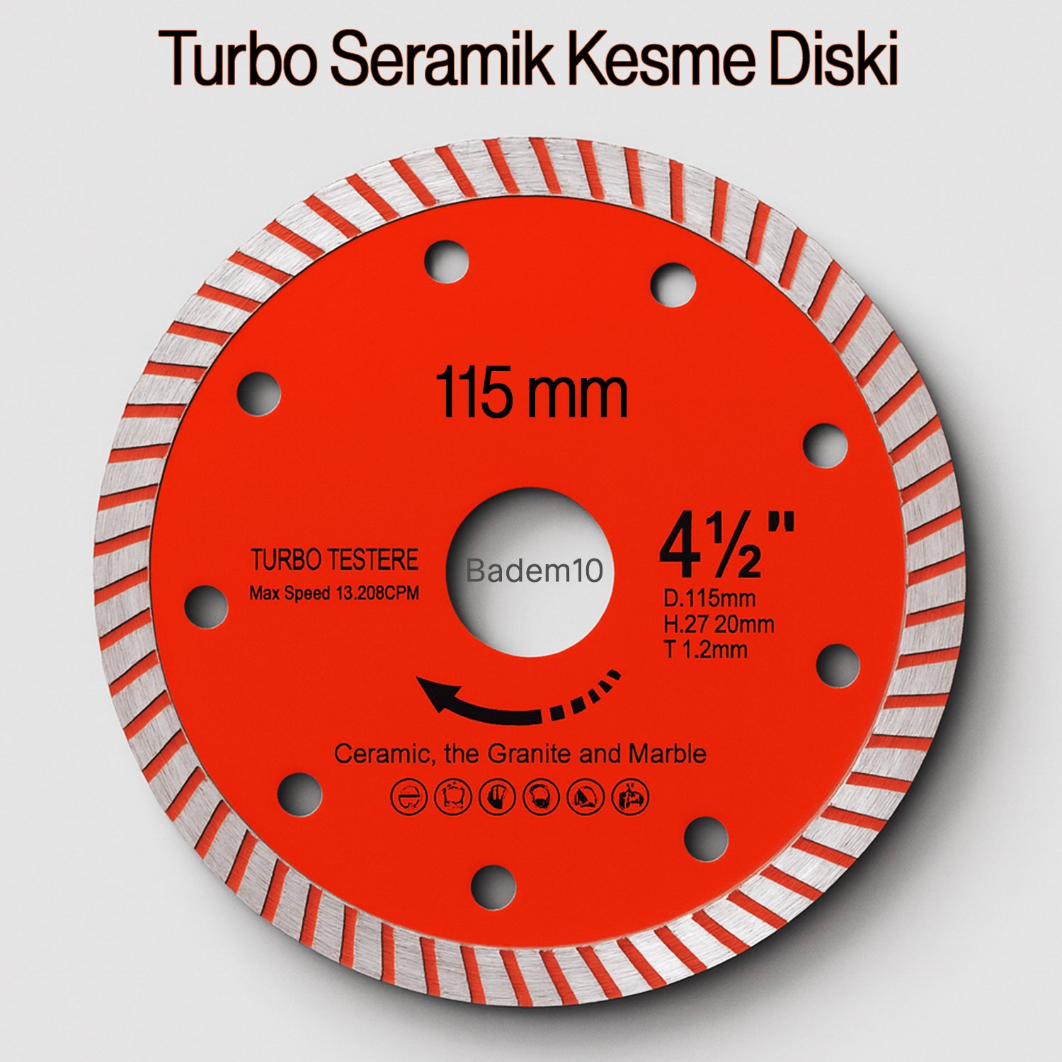 115 mm 4.5 İnç Turbo Elmas Testere Turbo Kesim Kesici Çapaksız Hassas Seramik Mermer Granit Diski