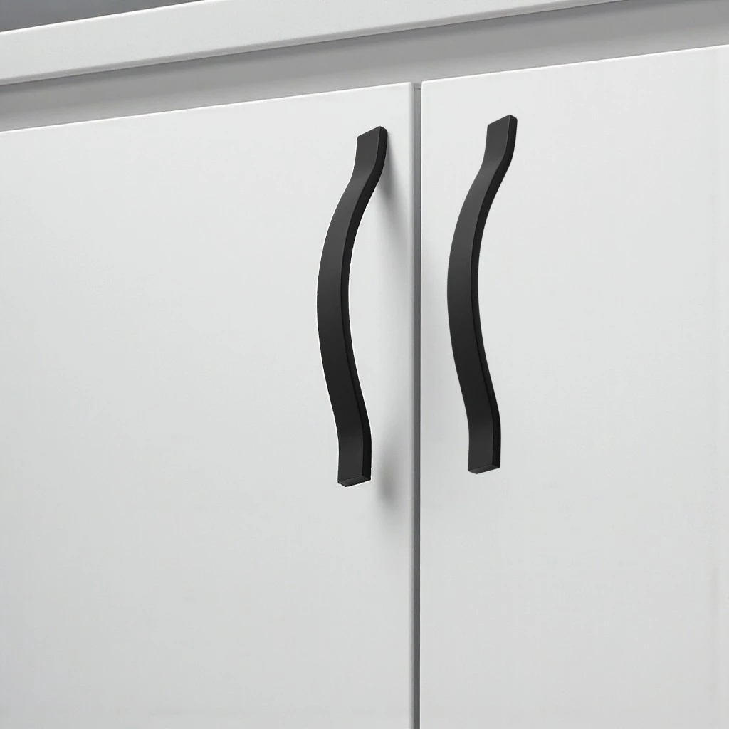 Sümbül Düz Siyah 288 mm Metal Kulp Çekmece Kolu Kapak Kulpları Mobilya Kulpu Modern Mutfak Dolabı