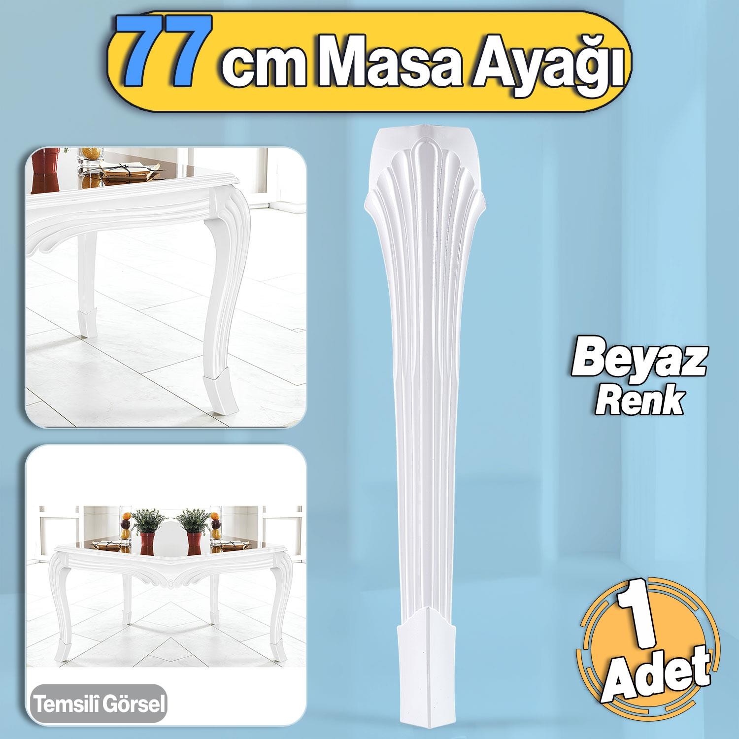 Sütun Masa Dresuar Ayağı 77 cm Plastik Ayak Beyaz Mutfak Yemek Masası Mobilya Ayakları Beyaz