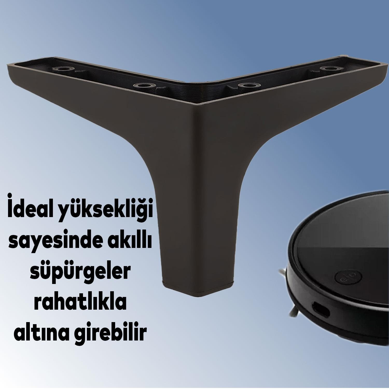 Sedef Lüks Mobilya Kanepe Sehpa TV Ünitesi Koltuk Ayağı 12 cm Siyah Baza Ayak (4 ADET)