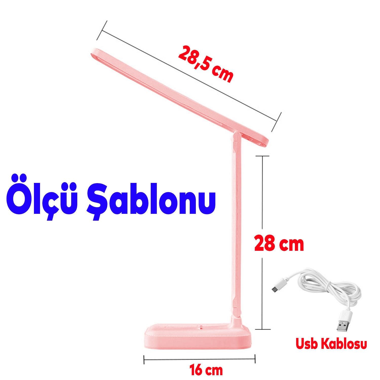 Şarjlı Masa Lambası Led 3 Modlu Oynar Başlıklı Dokunmatik Işık ve Renk Ayarlı Çalışma Okuma Işığı Gece Lambası Pembe