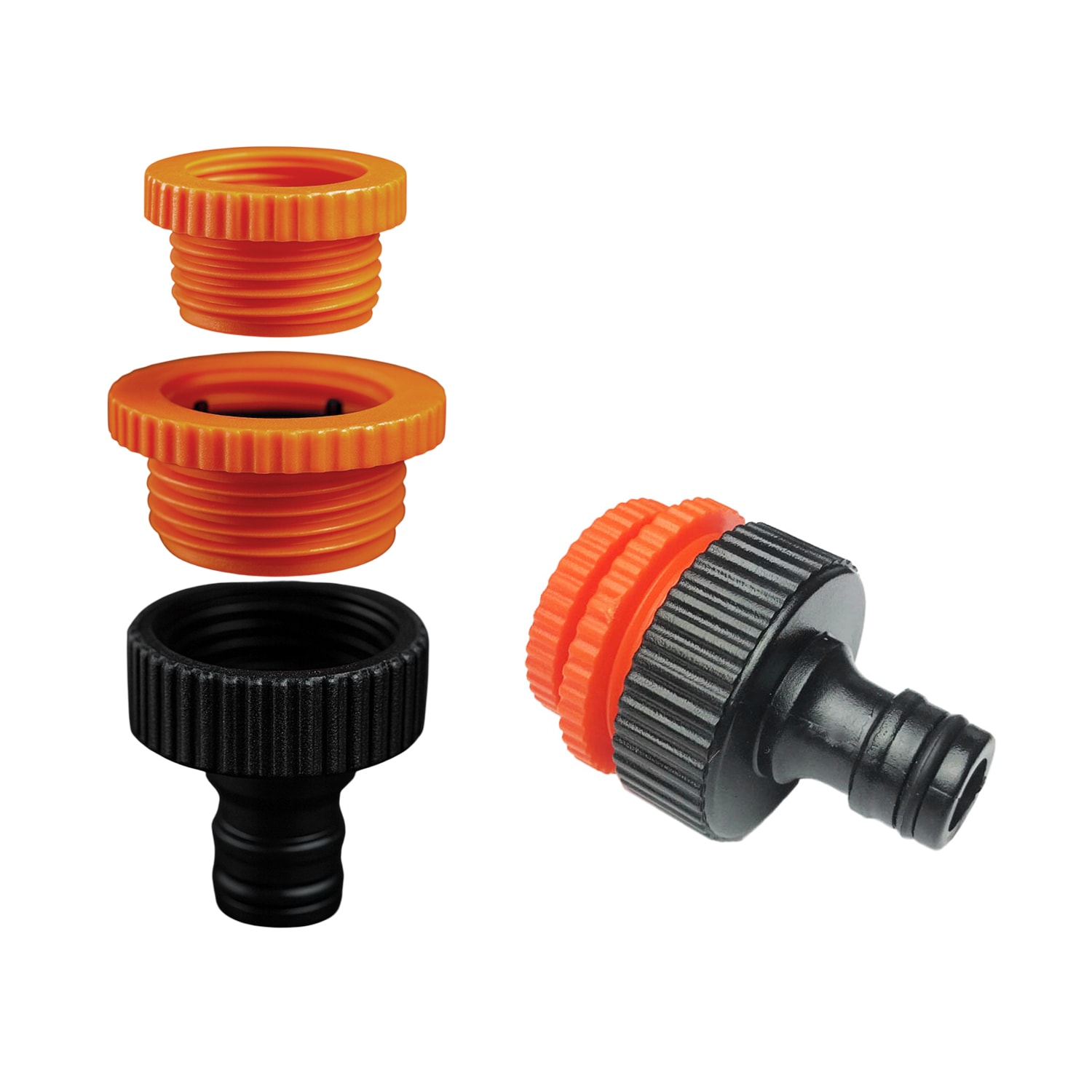 Adaptör 3 Farklı Ölçülü Hortum Bağlantı Aparatı Eki 1/2" - 3/4" - 1" MD306 Bahçe Hortum Ucu Plastik