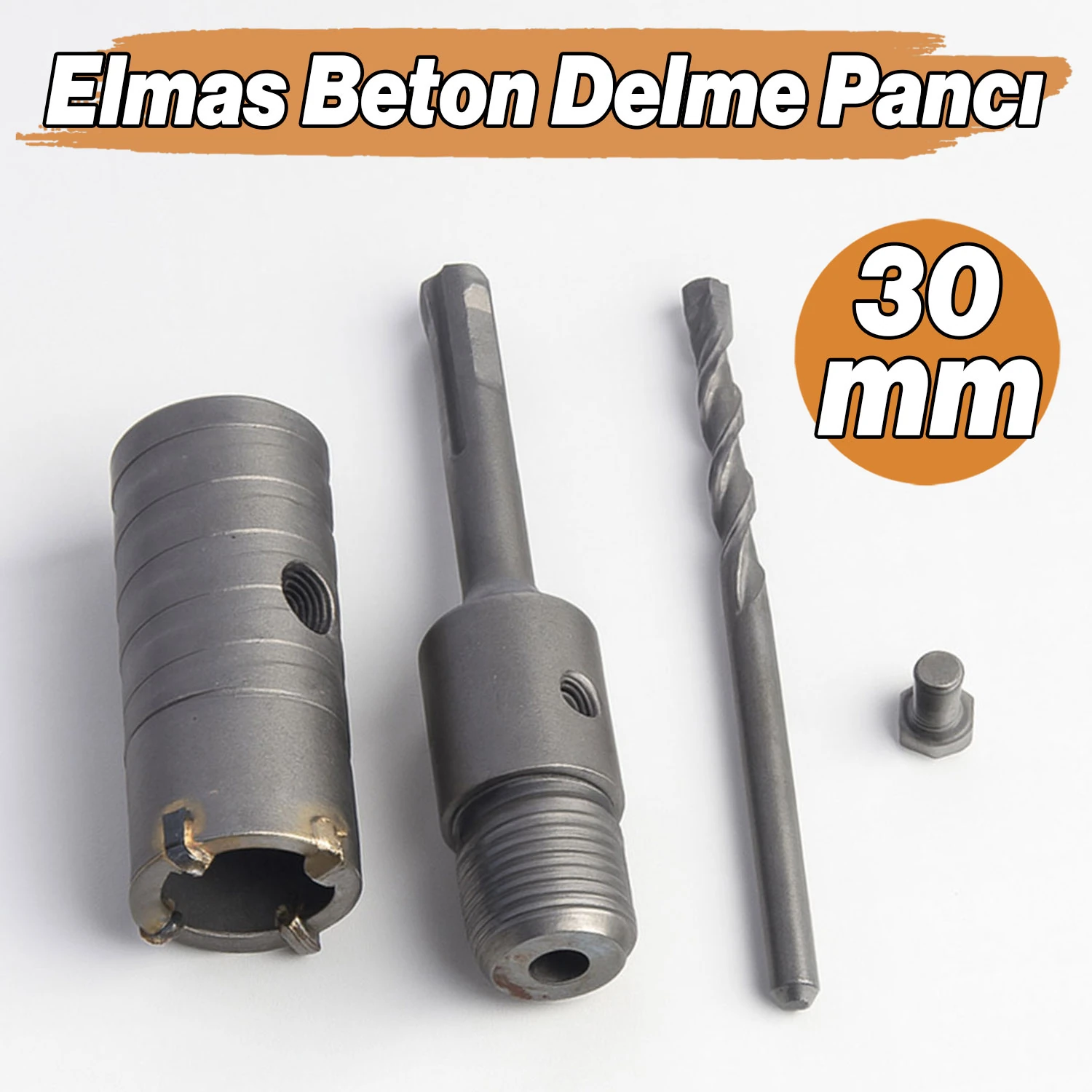 Elmas Beton Delme Pançı 30 MM SDS Uyumlu Beton Taş Duvar Delme Ucu Profesyonel Yüksek Dayanım