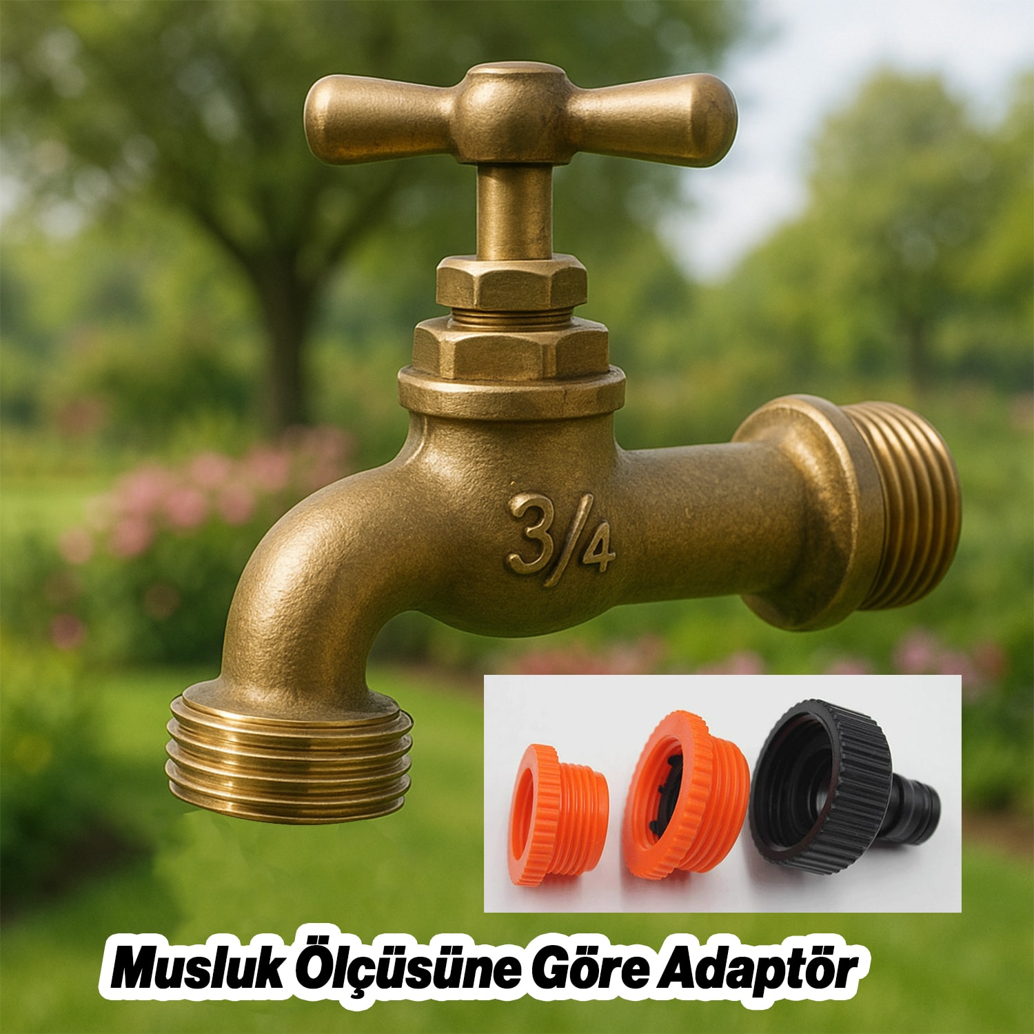 Adaptör 3 Farklı Ölçülü Hortum Bağlantı Aparatı Eki 1/2" - 3/4" - 1" MD306 Bahçe Hortum Ucu Plastik