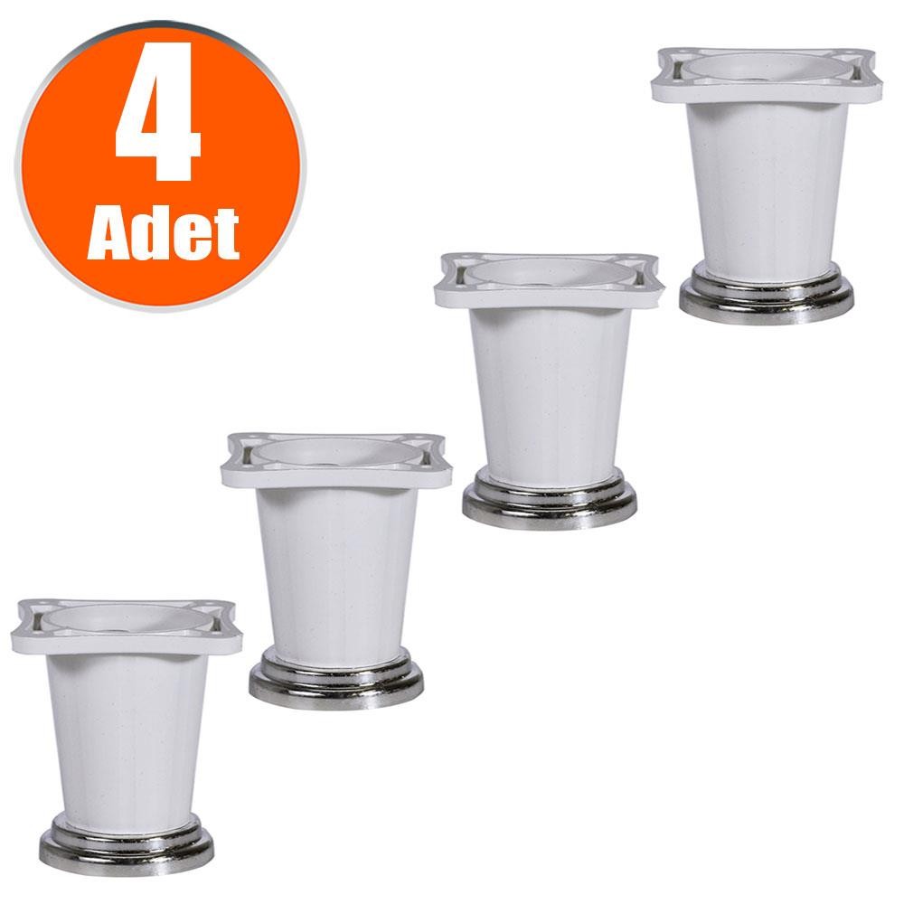4 Adet Ayarlanabilir Dolap Mobilya Tezgah Koltuk Kanepe Puf Tezgah Ayağı Ayakları 8 Cm Beyaz
